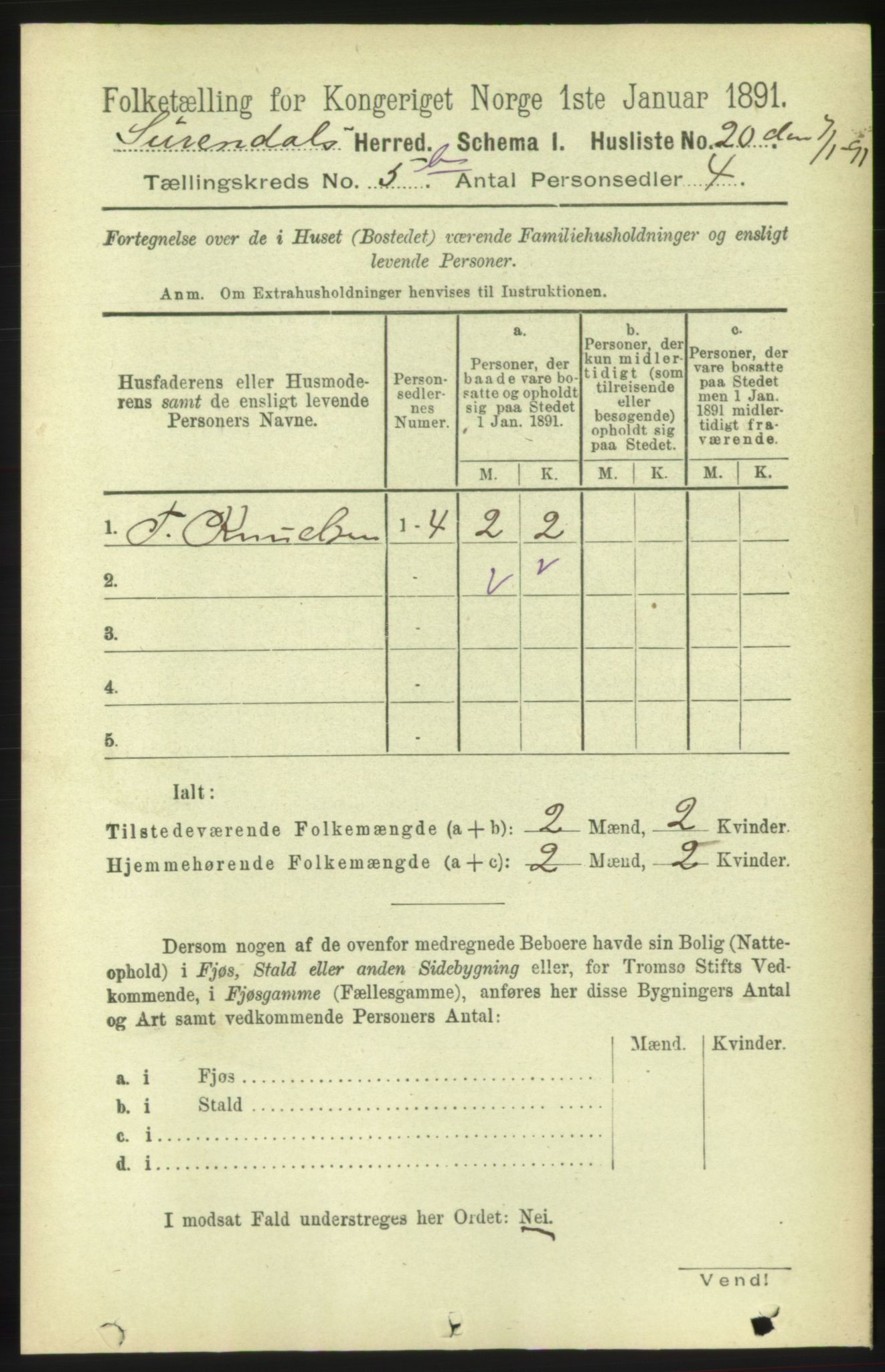 RA, 1891 census for 1566 Surnadal, 1891, p. 1476