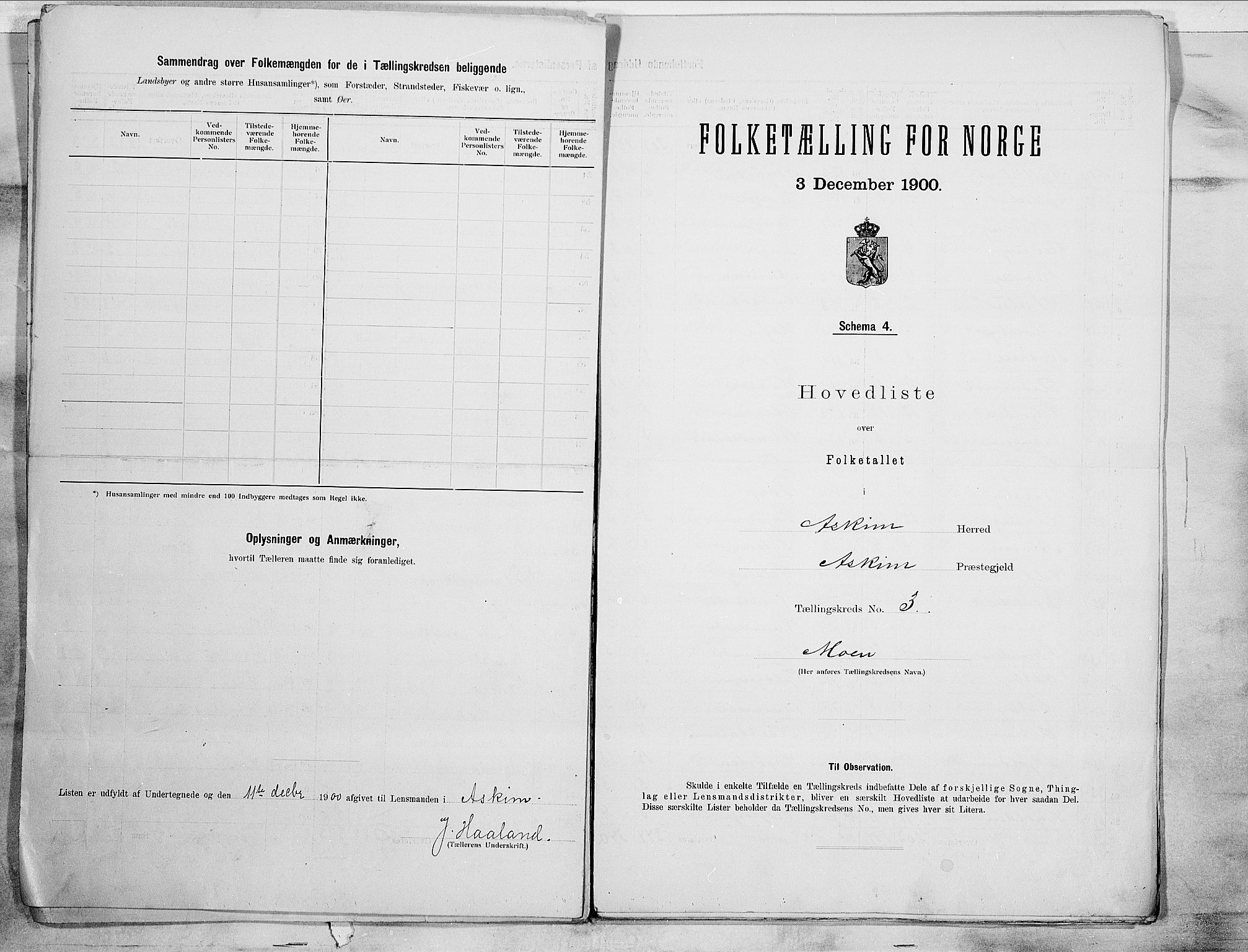 SAO, 1900 census for Askim, 1900, p. 8