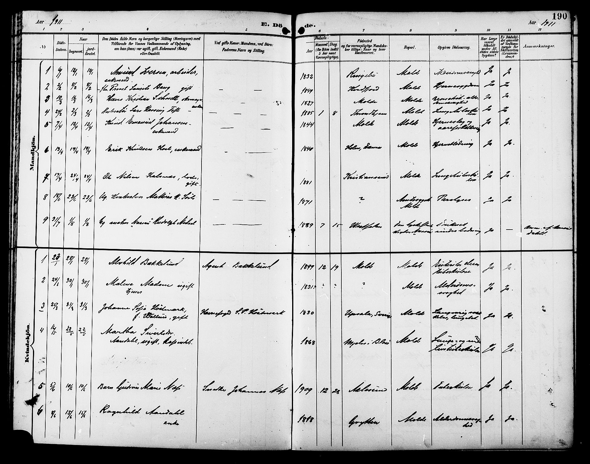 Ministerialprotokoller, klokkerbøker og fødselsregistre - Møre og Romsdal, AV/SAT-A-1454/558/L0702: Parish register (copy) no. 558C03, 1894-1915, p. 190