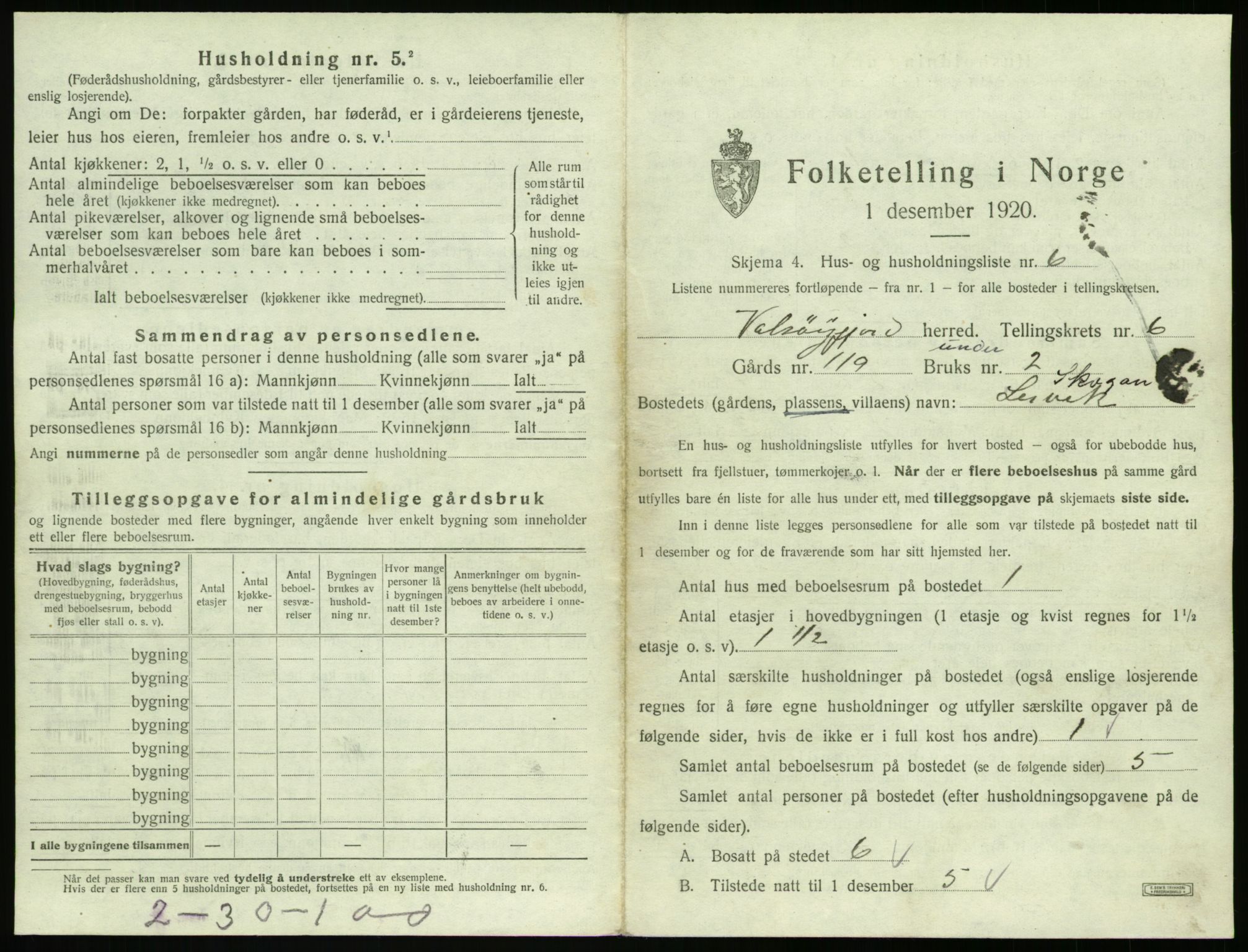 SAT, 1920 census for Valsøyfjord, 1920, p. 405