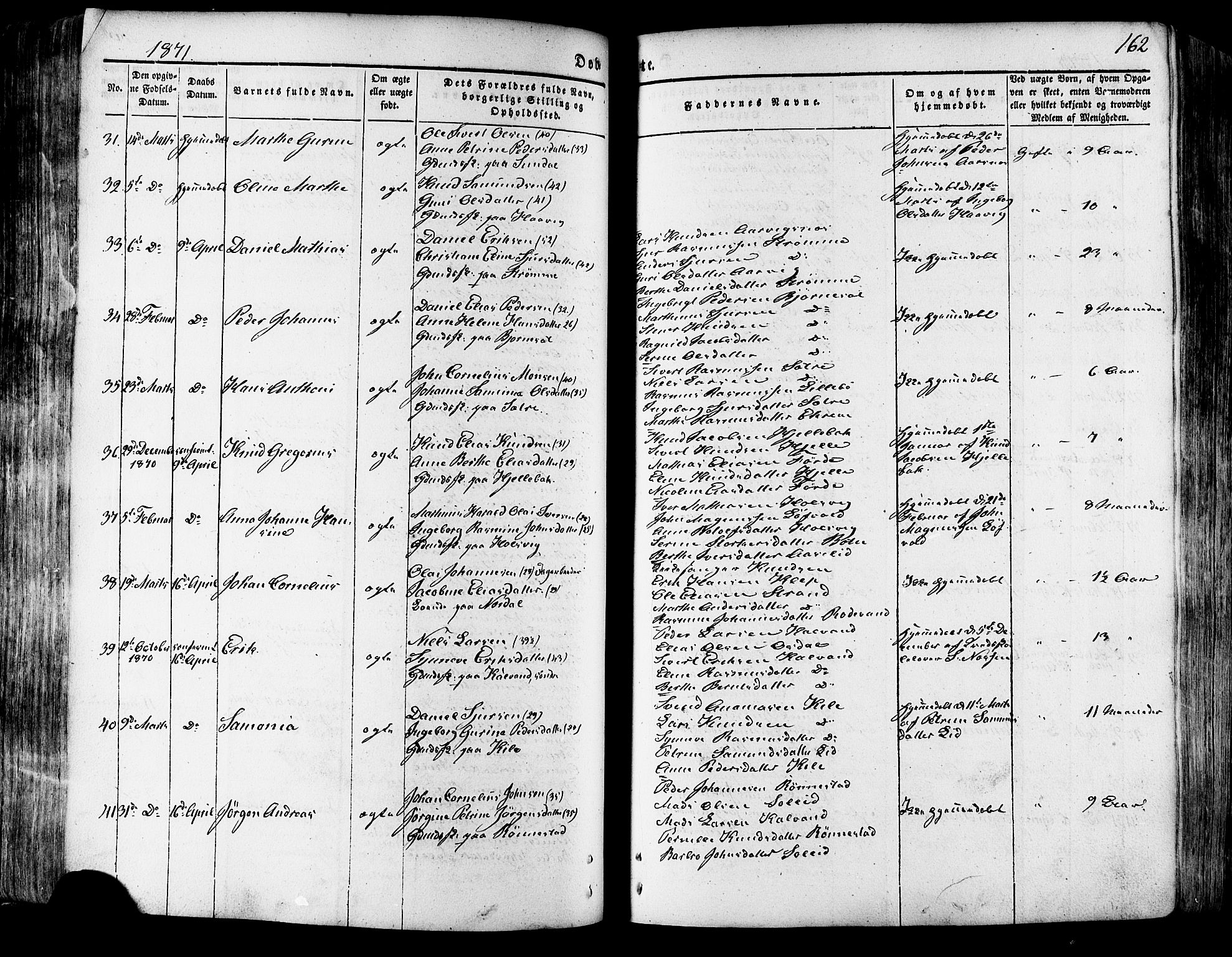 Ministerialprotokoller, klokkerbøker og fødselsregistre - Møre og Romsdal, SAT/A-1454/511/L0140: Parish register (official) no. 511A07, 1851-1878, p. 162