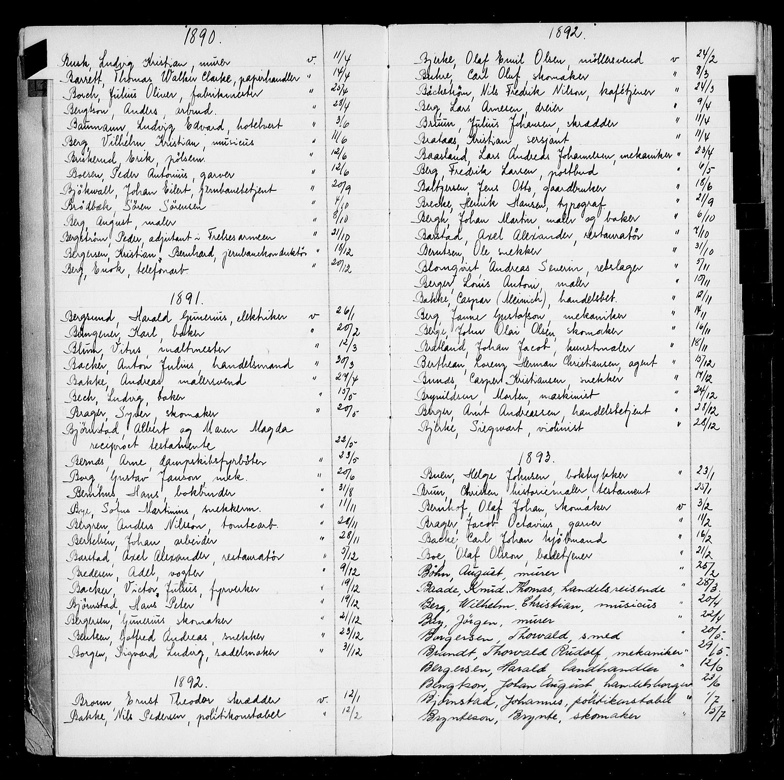Oslo byfogd avd. I, AV/SAO-A-10220/L/La/L0001: Register - Vigsler og testamenter, 1886-1910, p. 12