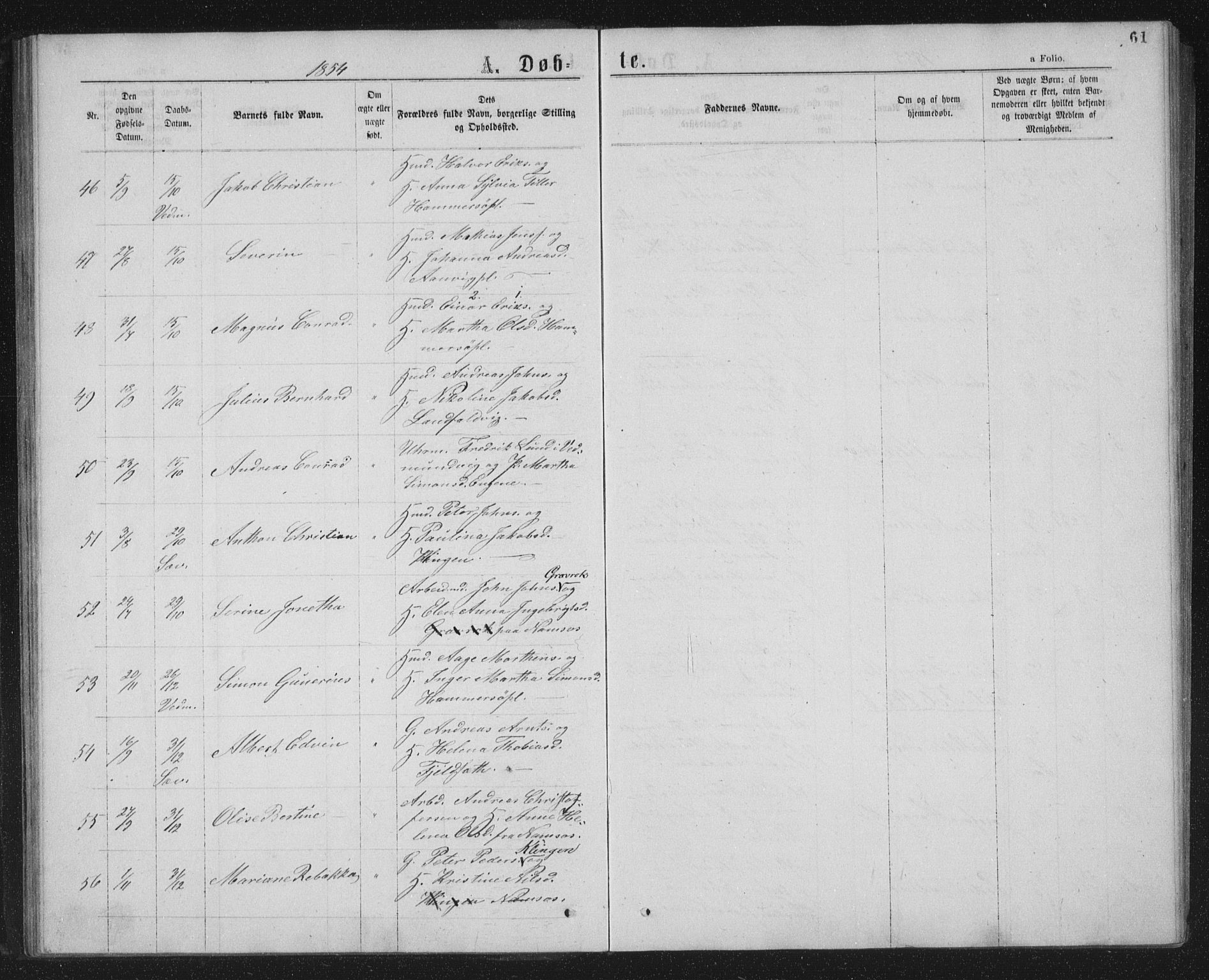 Ministerialprotokoller, klokkerbøker og fødselsregistre - Nord-Trøndelag, SAT/A-1458/768/L0566: Parish register (official) no. 768A01, 1836-1865, p. 61