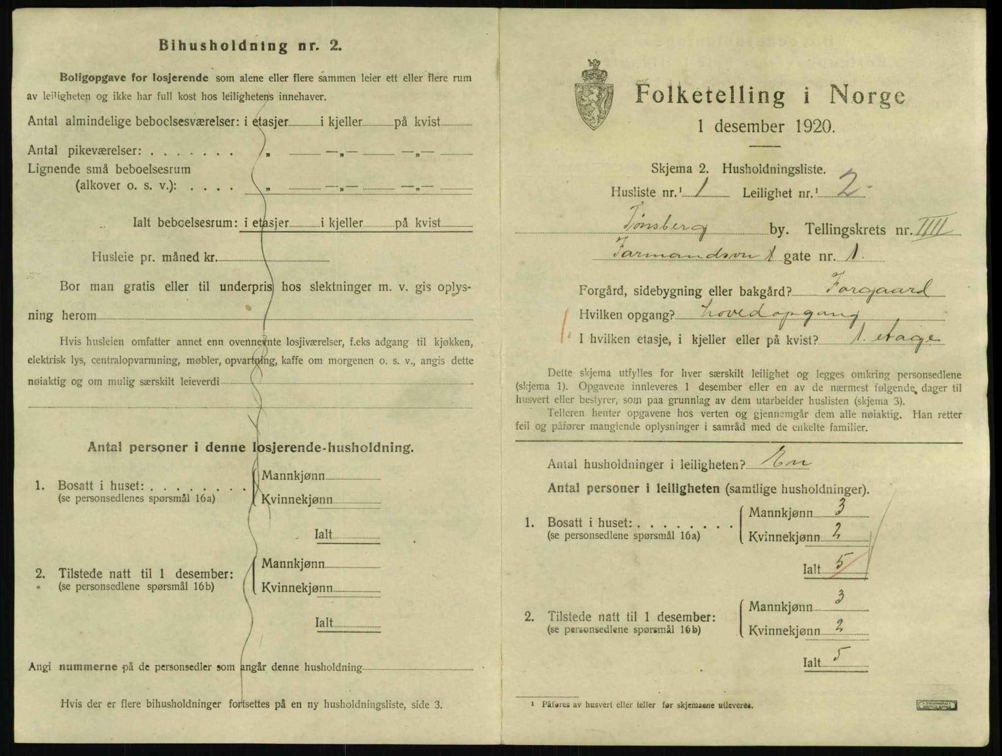 SAKO, 1920 census for Tønsberg, 1920, p. 3245