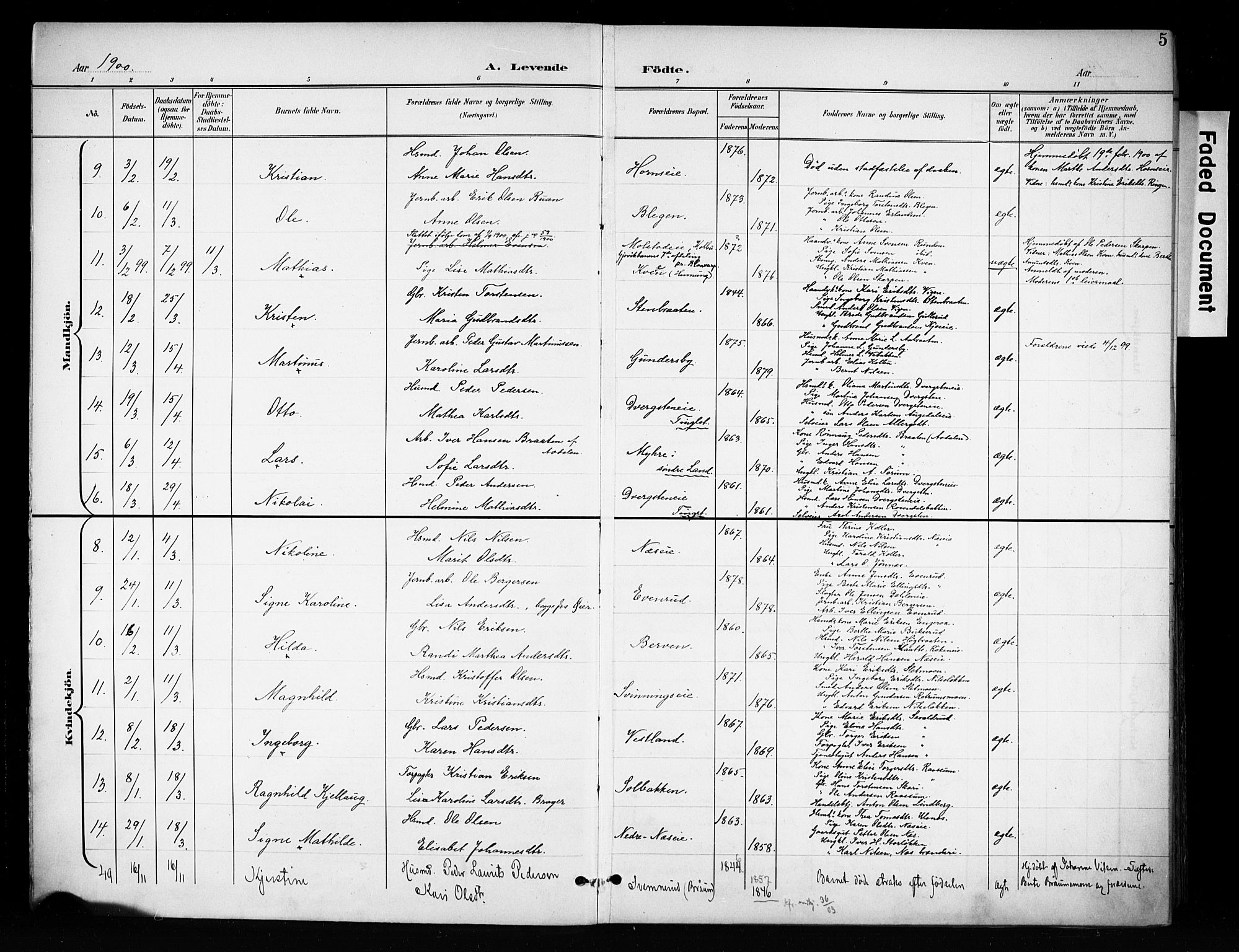 Brandbu prestekontor, SAH/PREST-114/H/Ha/Haa/L0001: Parish register (official) no. 1, 1900-1912, p. 5