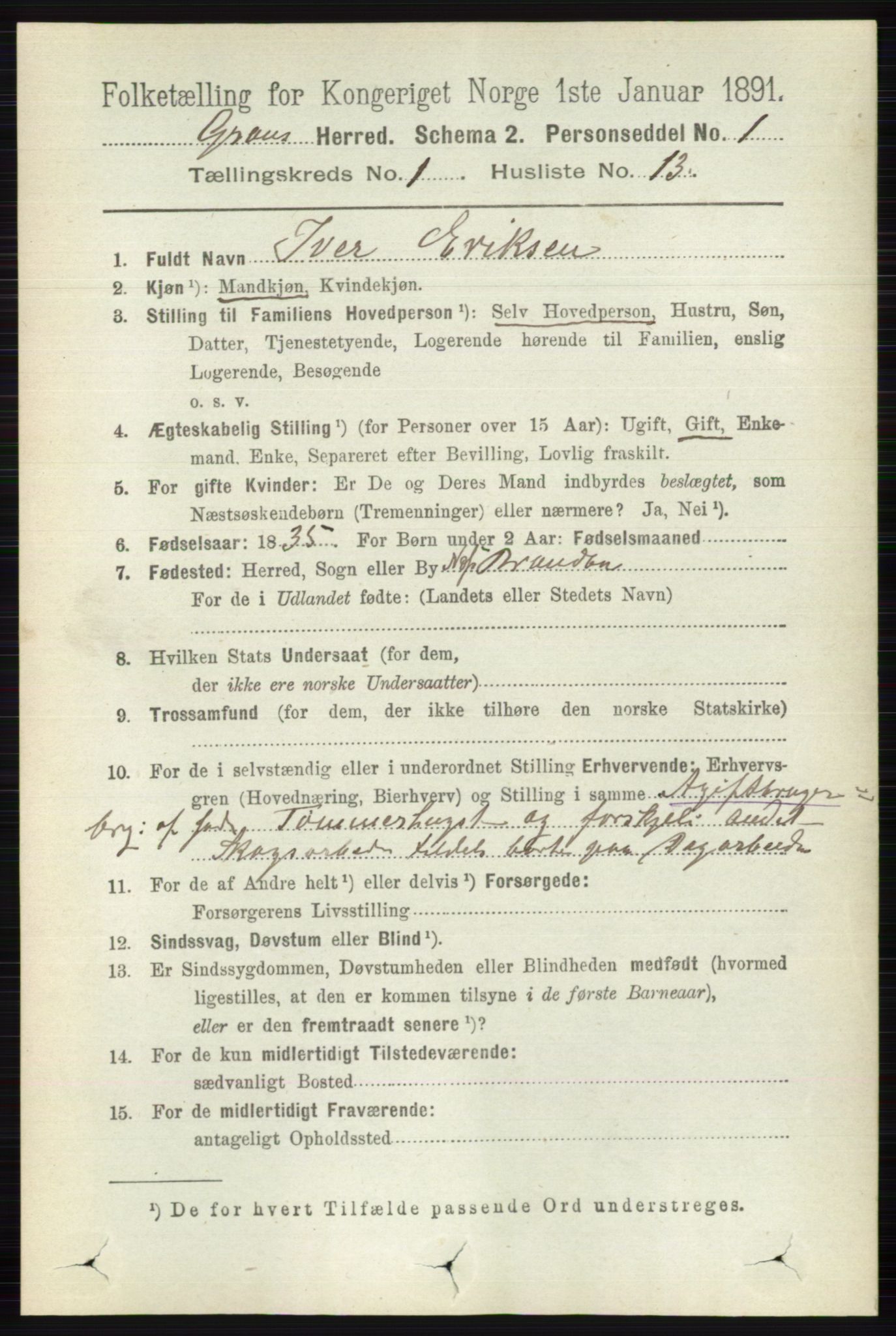 RA, 1891 census for 0534 Gran, 1891, p. 140