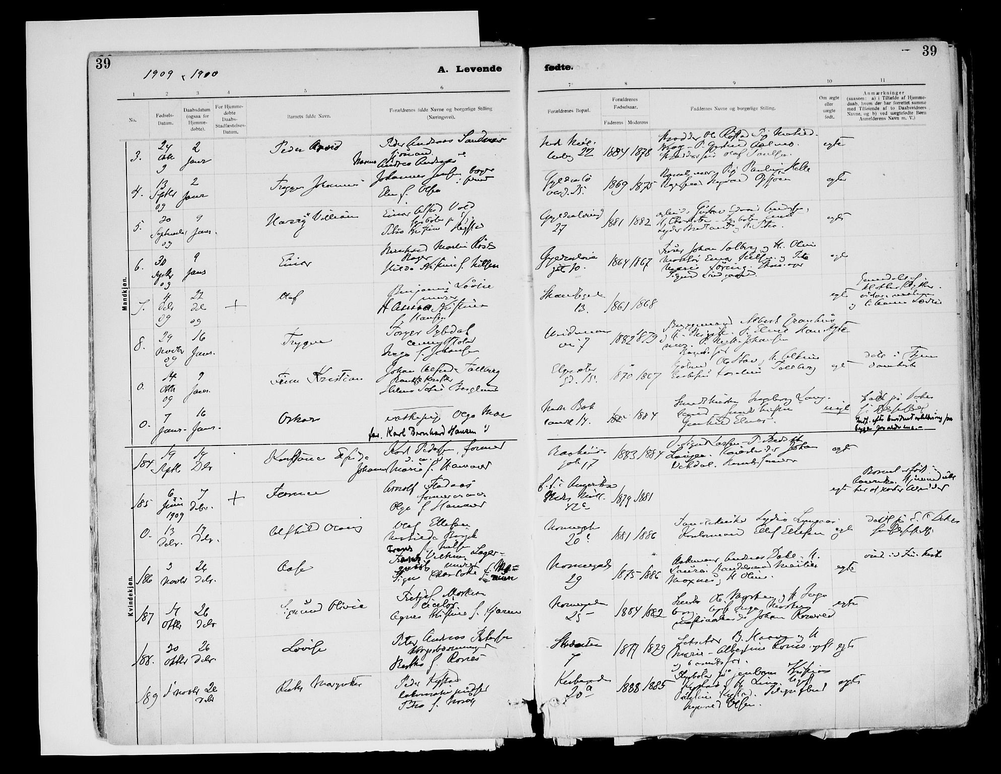Ministerialprotokoller, klokkerbøker og fødselsregistre - Sør-Trøndelag, SAT/A-1456/604/L0203: Parish register (official) no. 604A23, 1908-1916, p. 39