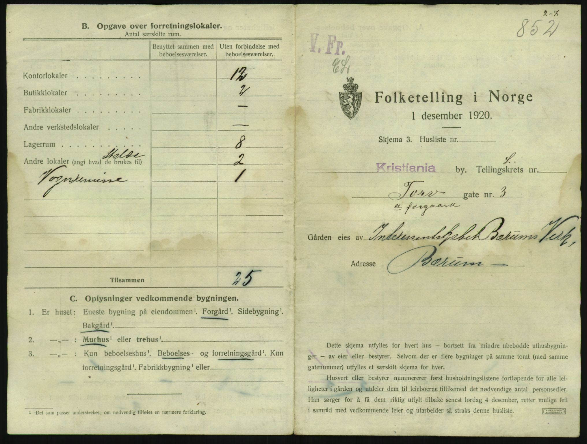 SAO, 1920 census for Kristiania, 1920, p. 116893