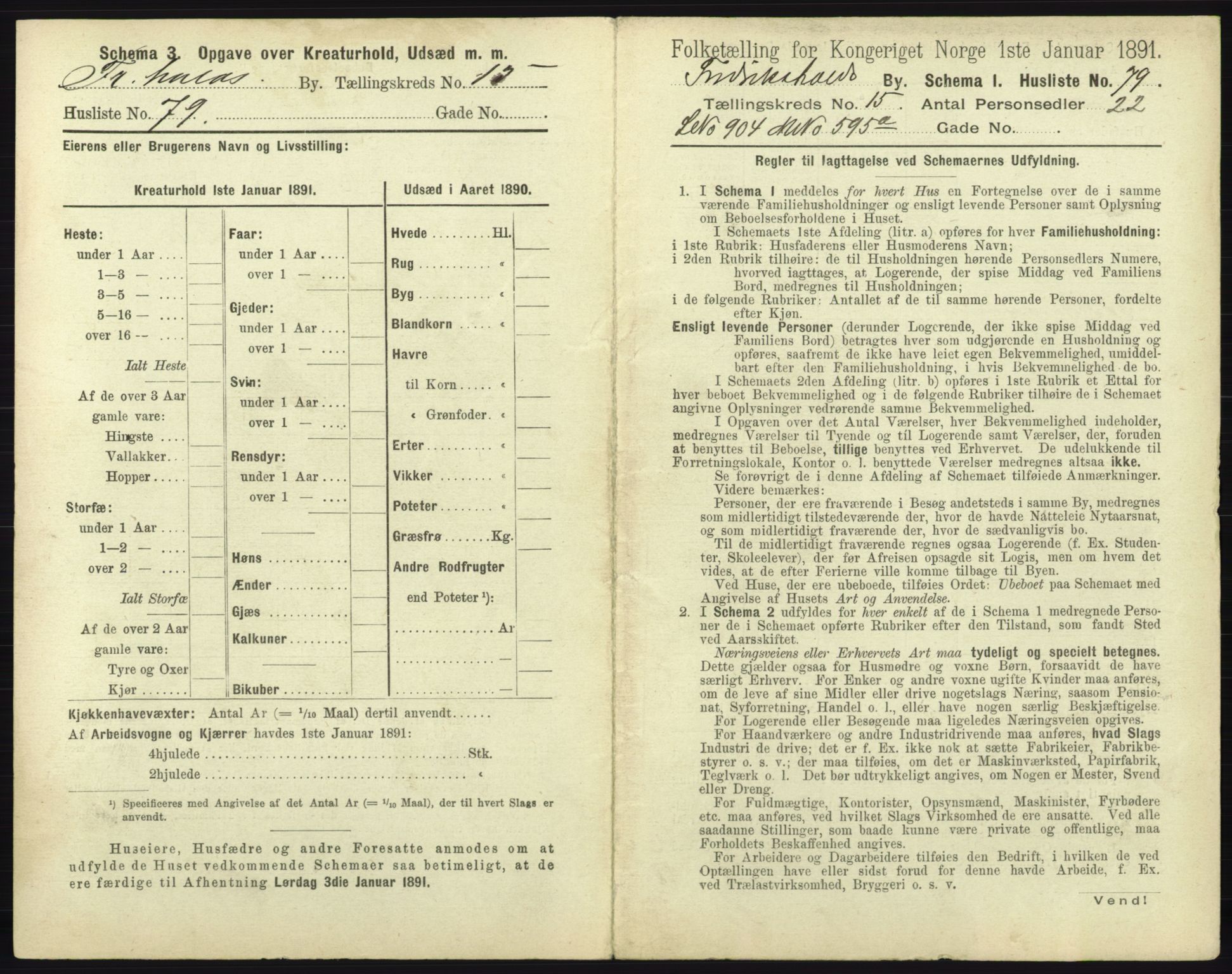 RA, 1891 census for 0101 Fredrikshald, 1891, p. 1470