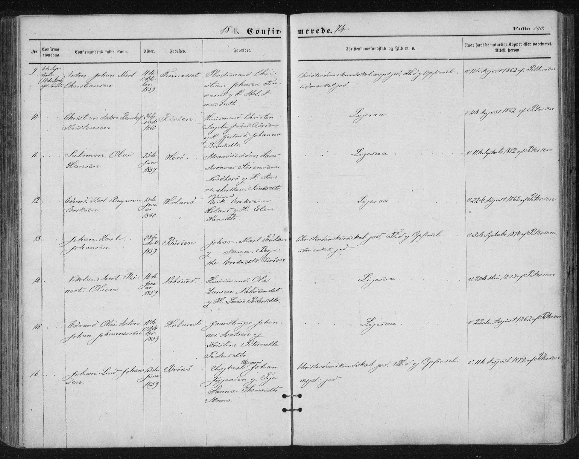 Ministerialprotokoller, klokkerbøker og fødselsregistre - Nordland, SAT/A-1459/816/L0241: Parish register (official) no. 816A07, 1870-1885, p. 140