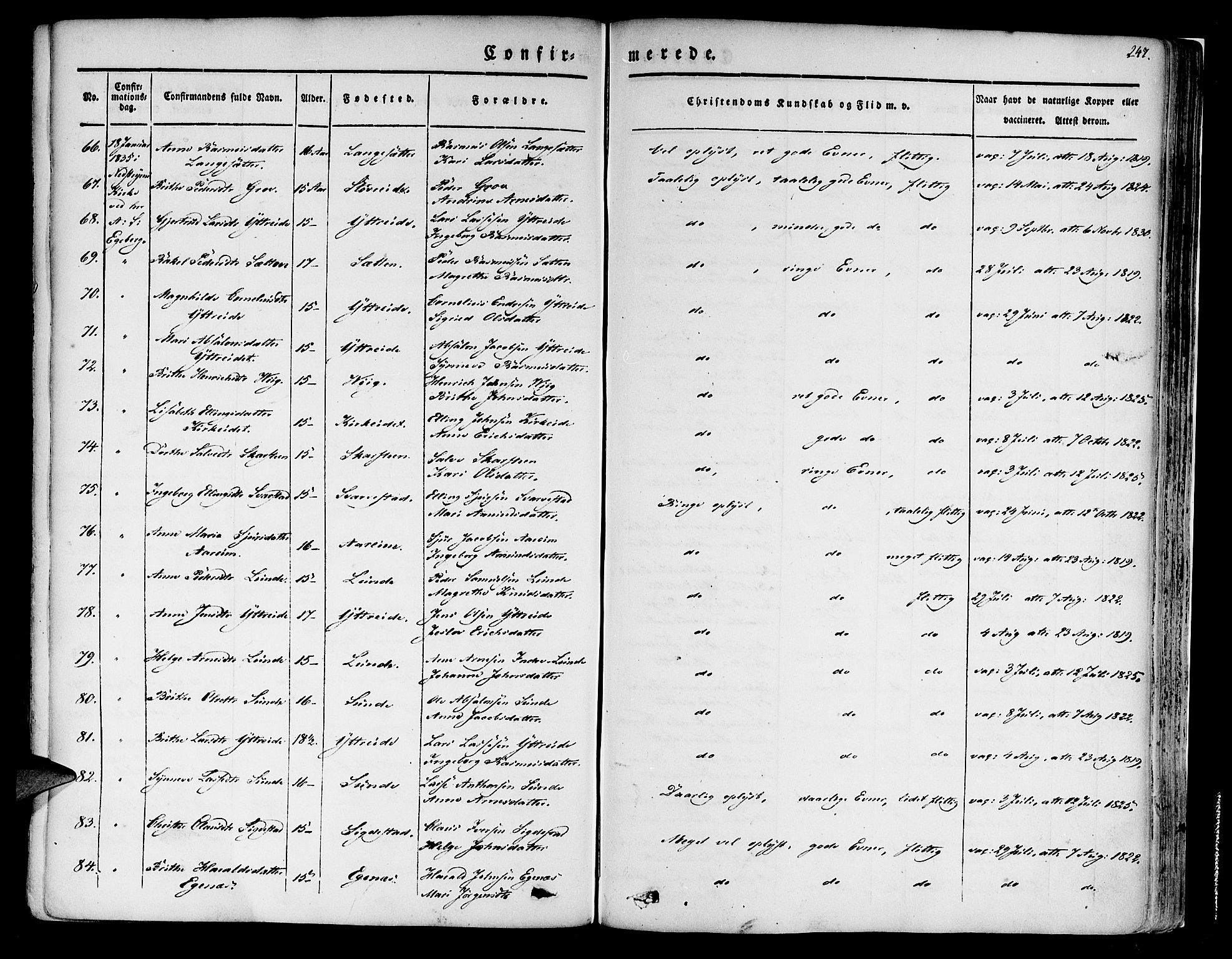 Innvik sokneprestembete, AV/SAB-A-80501: Parish register (official) no. A 4I, 1831-1846, p. 247