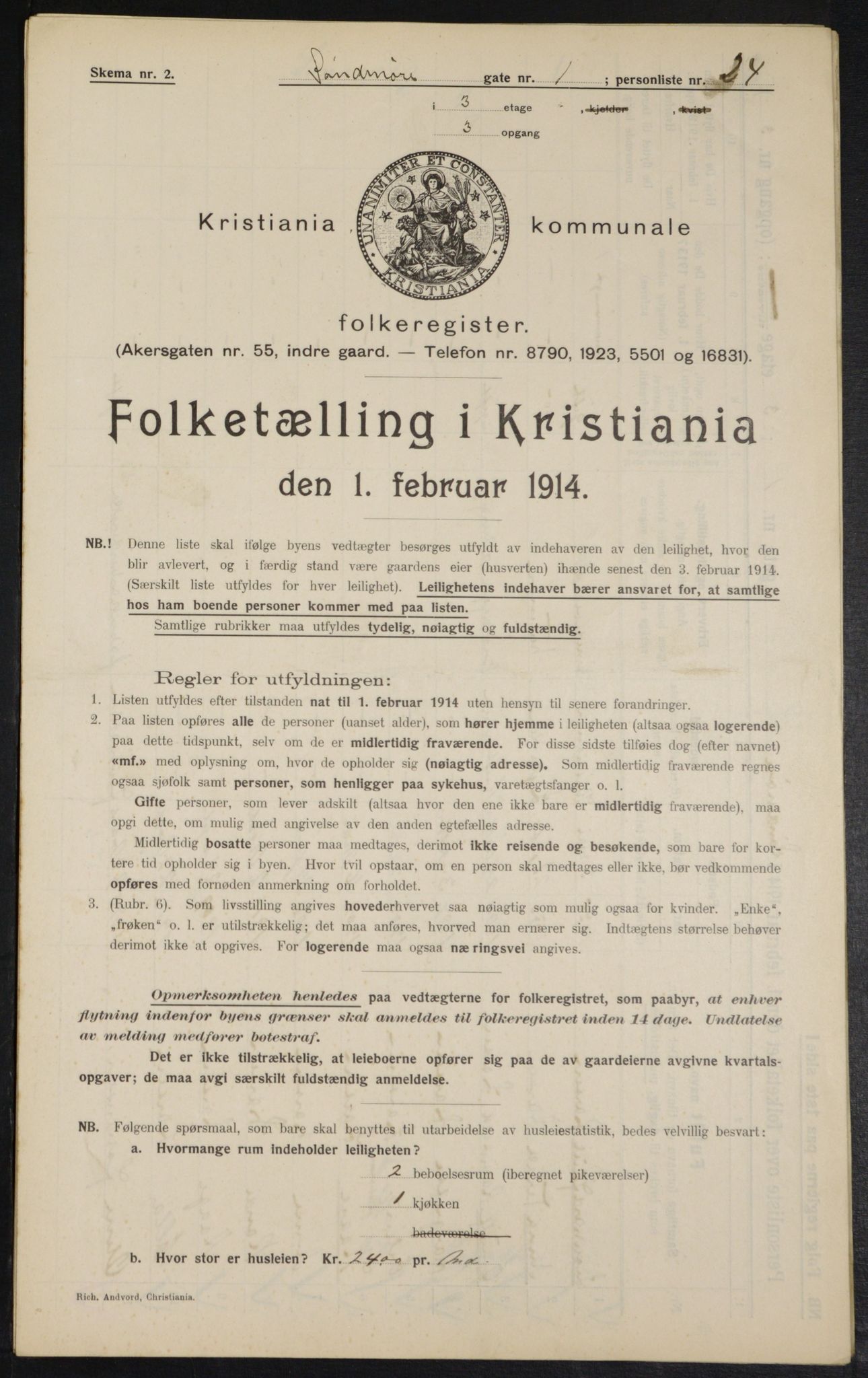 OBA, Municipal Census 1914 for Kristiania, 1914, p. 105373