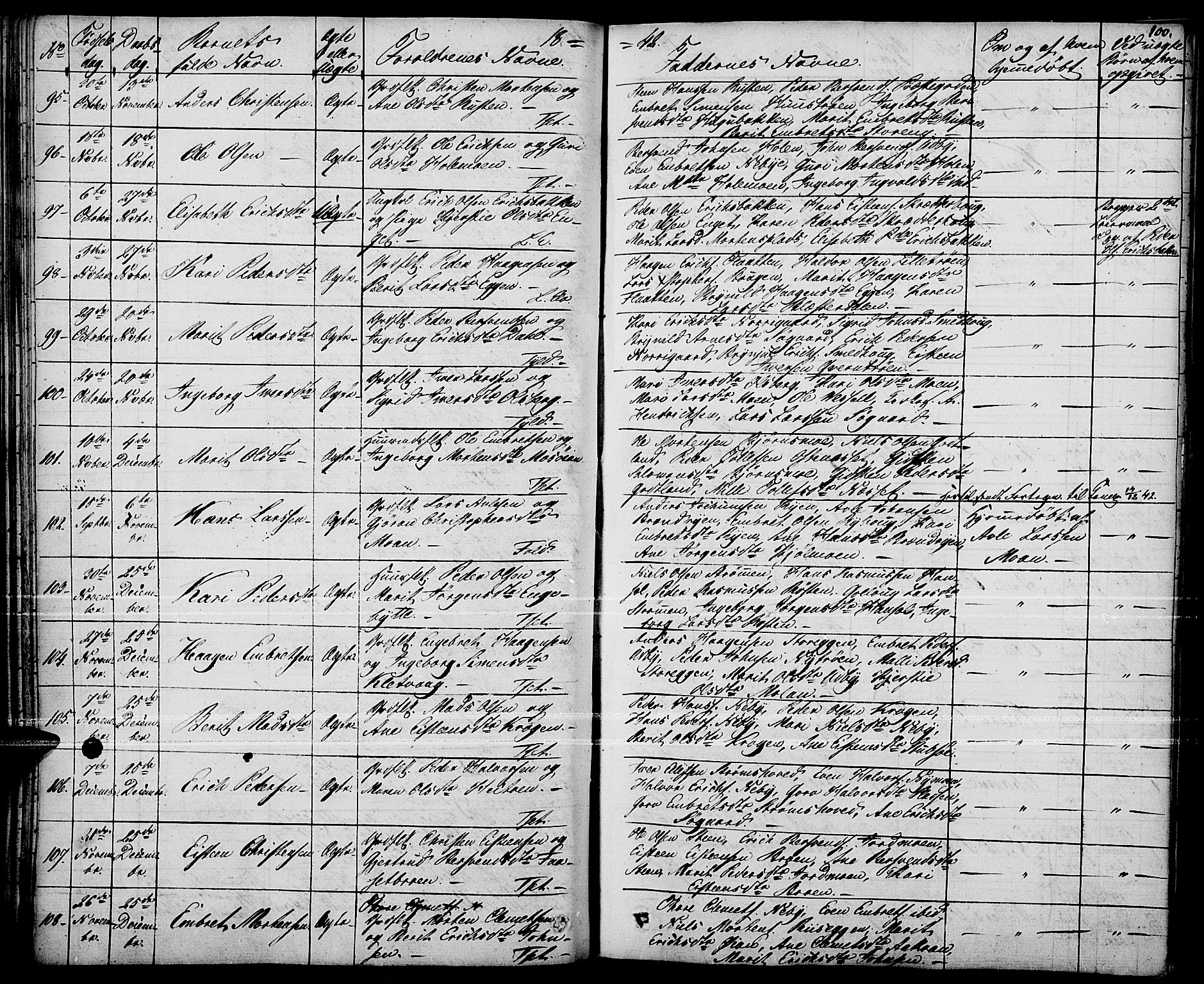 Tynset prestekontor, AV/SAH-PREST-058/H/Ha/Haa/L0019: Parish register (official) no. 19, 1829-1847, p. 100