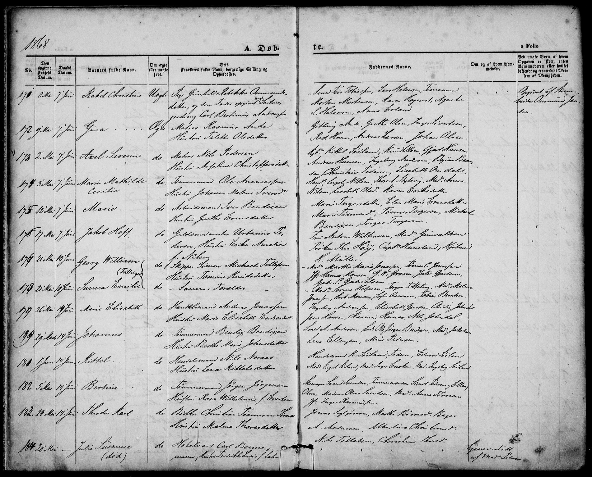 St. Petri sokneprestkontor, AV/SAST-A-101813/001/30/30BA/L0008: Parish register (official) no. A 8, 1868-1876, p. 7