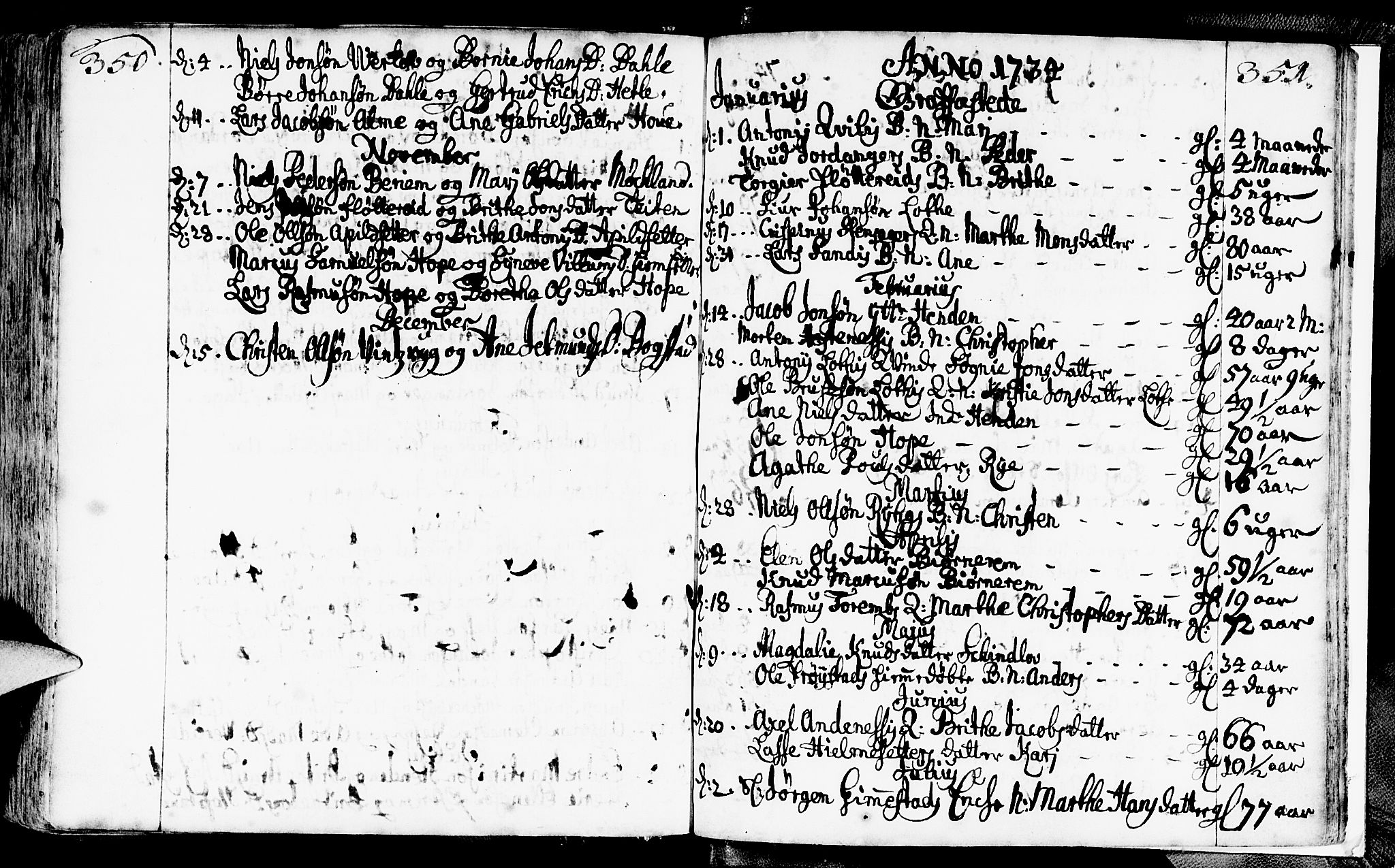 Gloppen sokneprestembete, AV/SAB-A-80101/H/Haa/Haaa/L0002: Parish register (official) no. A 2, 1712-1735, p. 350-351