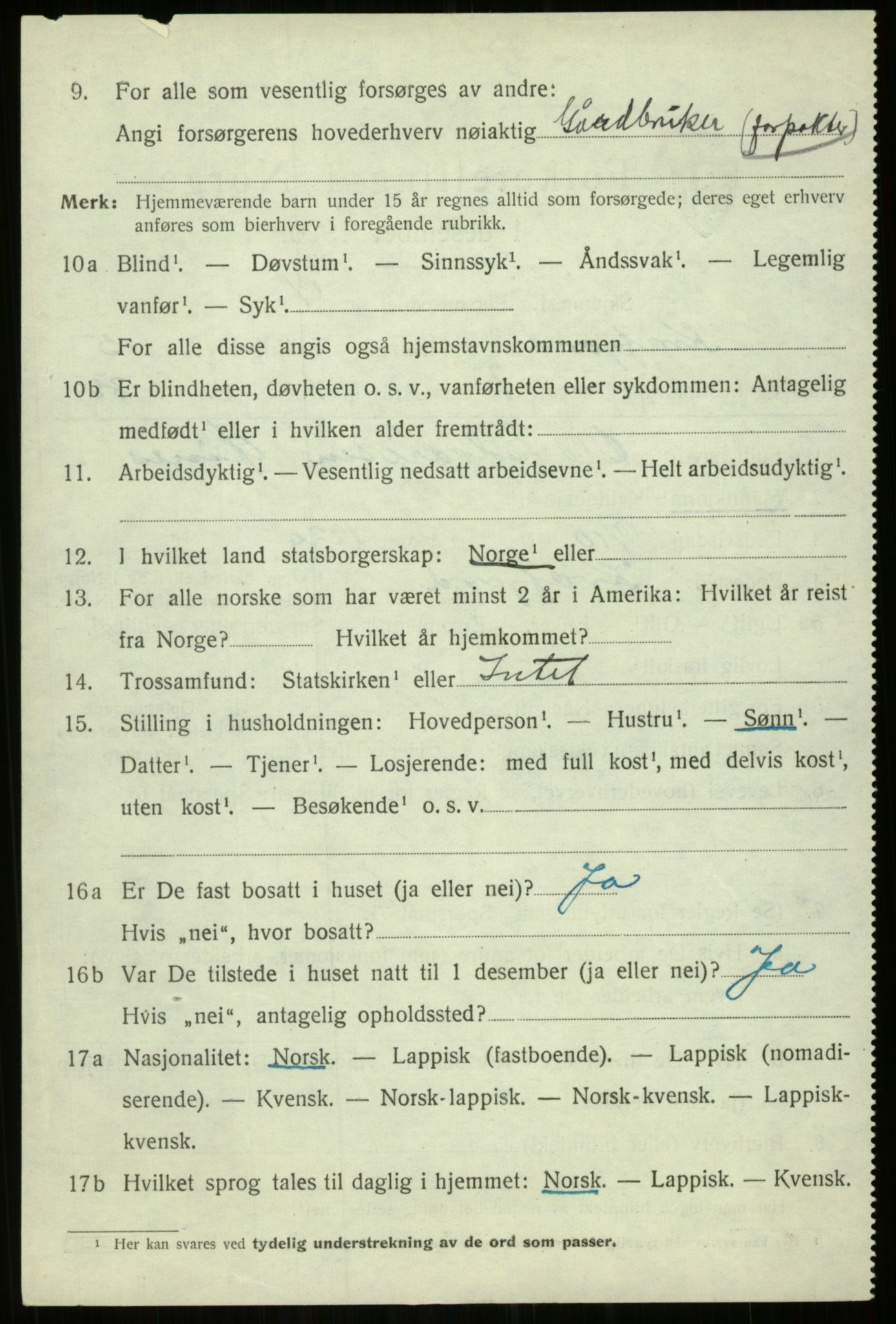 SATØ, 1920 census for Kvæfjord, 1920, p. 6920