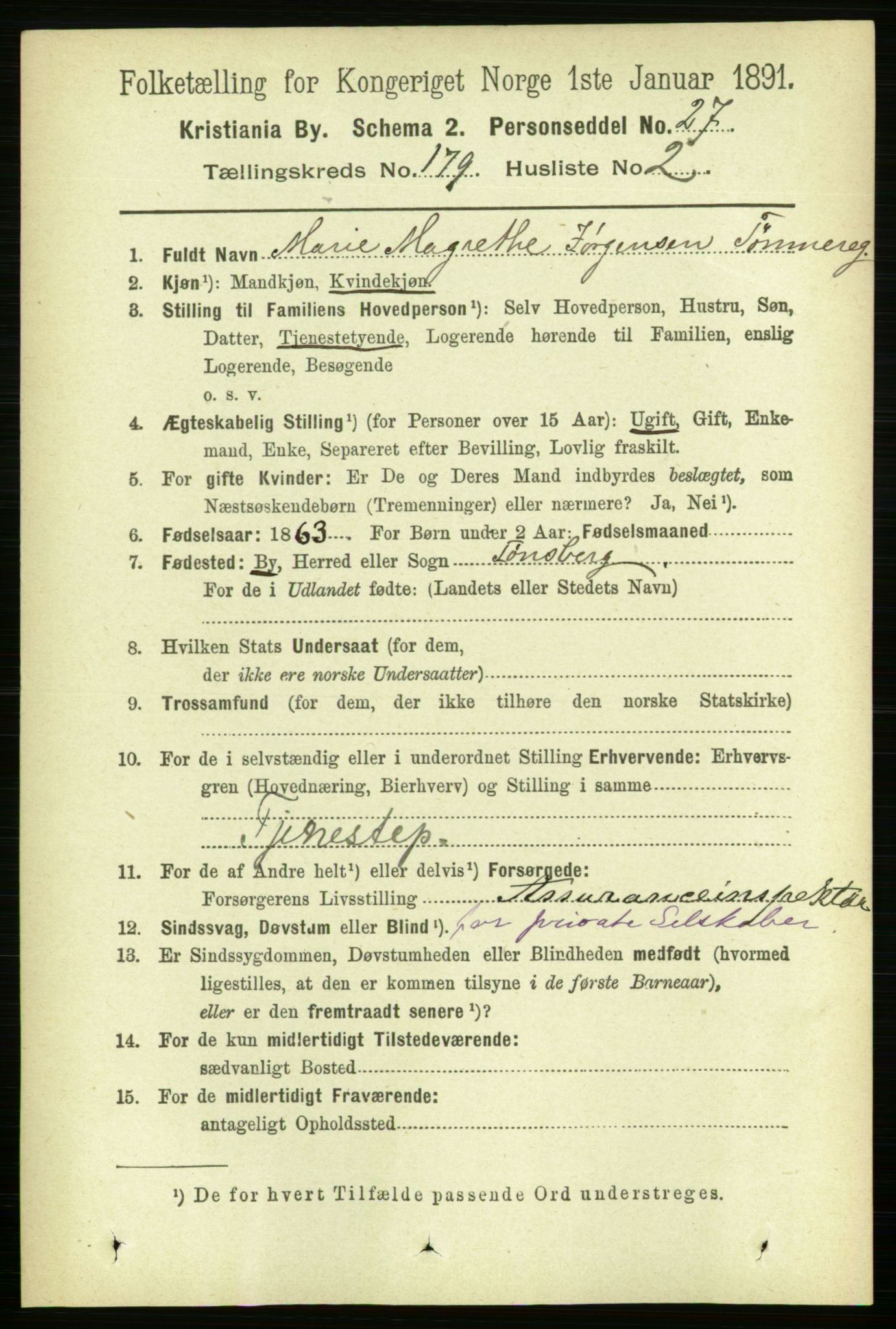 RA, 1891 census for 0301 Kristiania, 1891, p. 107998