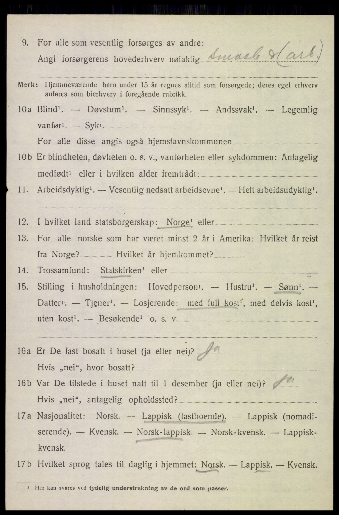 SAT, 1920 census for Evenes, 1920, p. 10577