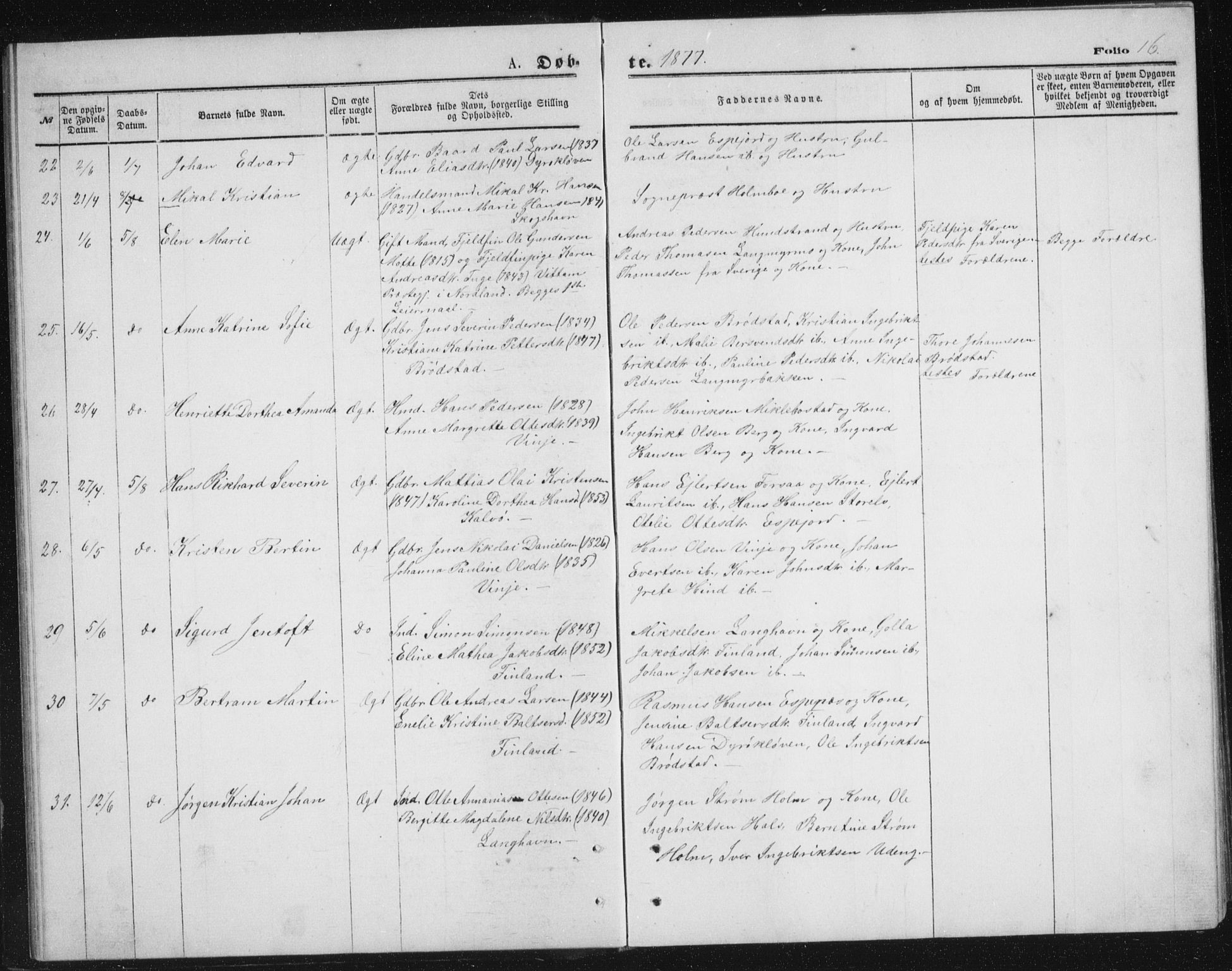 Tranøy sokneprestkontor, AV/SATØ-S-1313/I/Ia/Iab/L0013klokker: Parish register (copy) no. 13, 1874-1896, p. 16