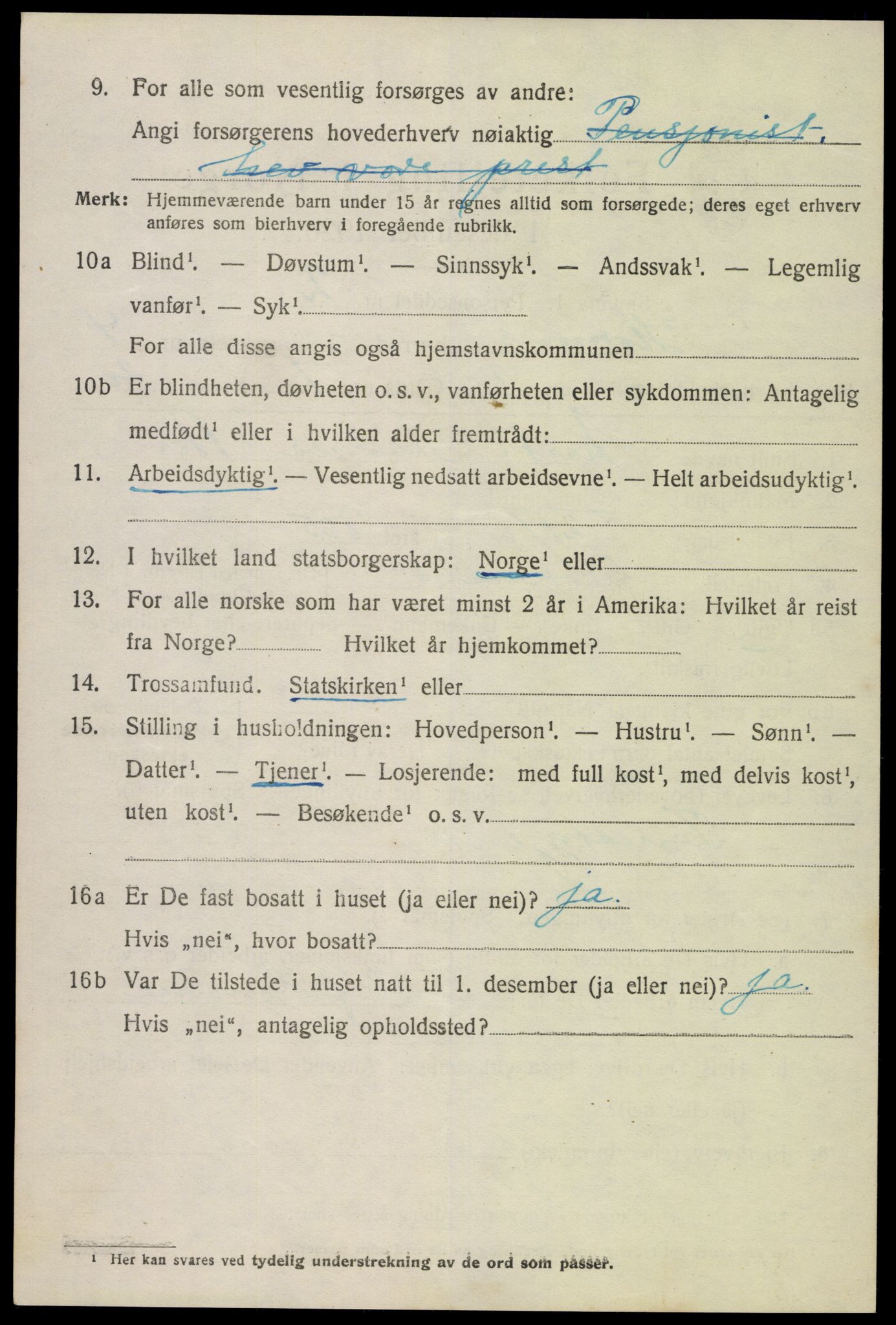 SAK, 1920 census for Hornnes, 1920, p. 1140