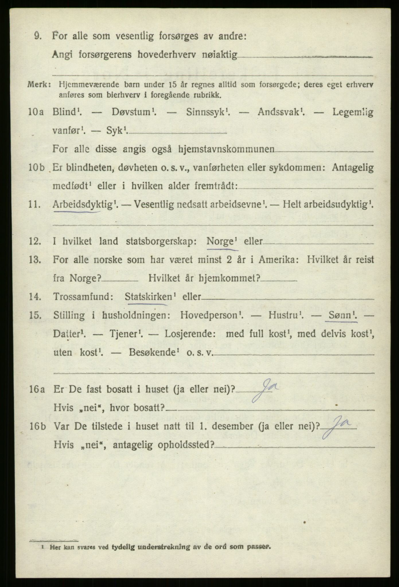 SAB, 1920 census for Hornindal, 1920, p. 3123