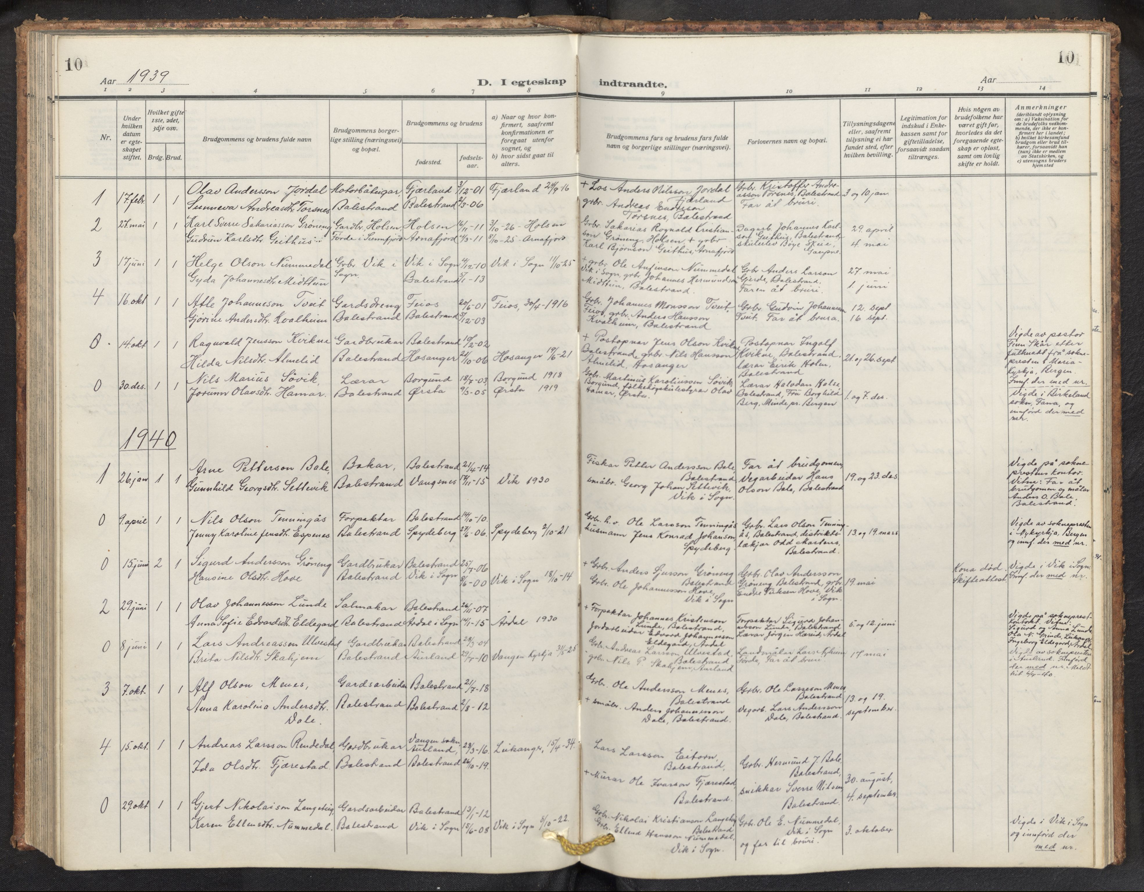 Balestrand sokneprestembete, AV/SAB-A-79601/H/Hab/Haba/L0003: Parish register (copy) no. A 3, 1920-1956, p. 10