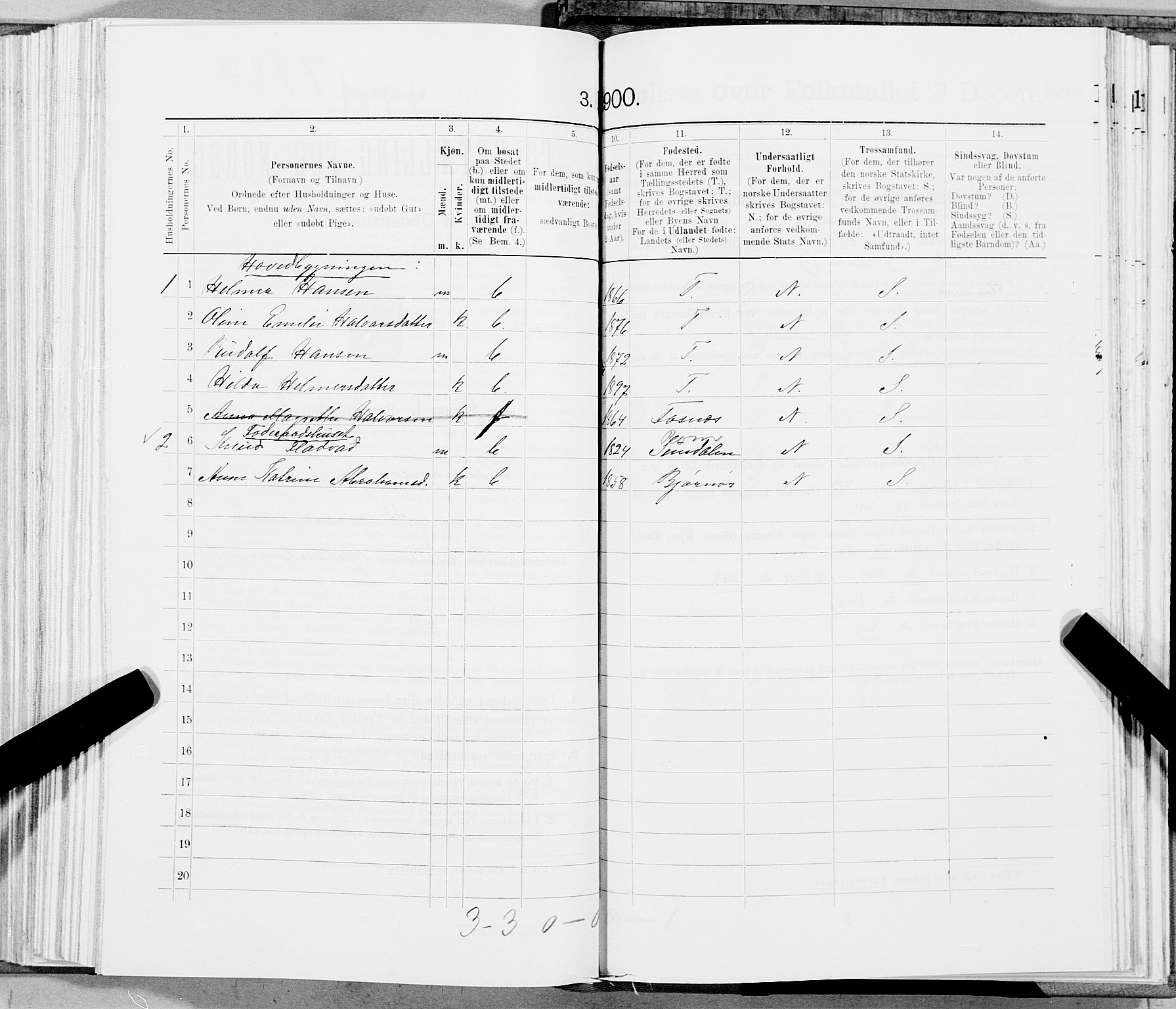 SAT, 1900 census for Flatanger, 1900, p. 697