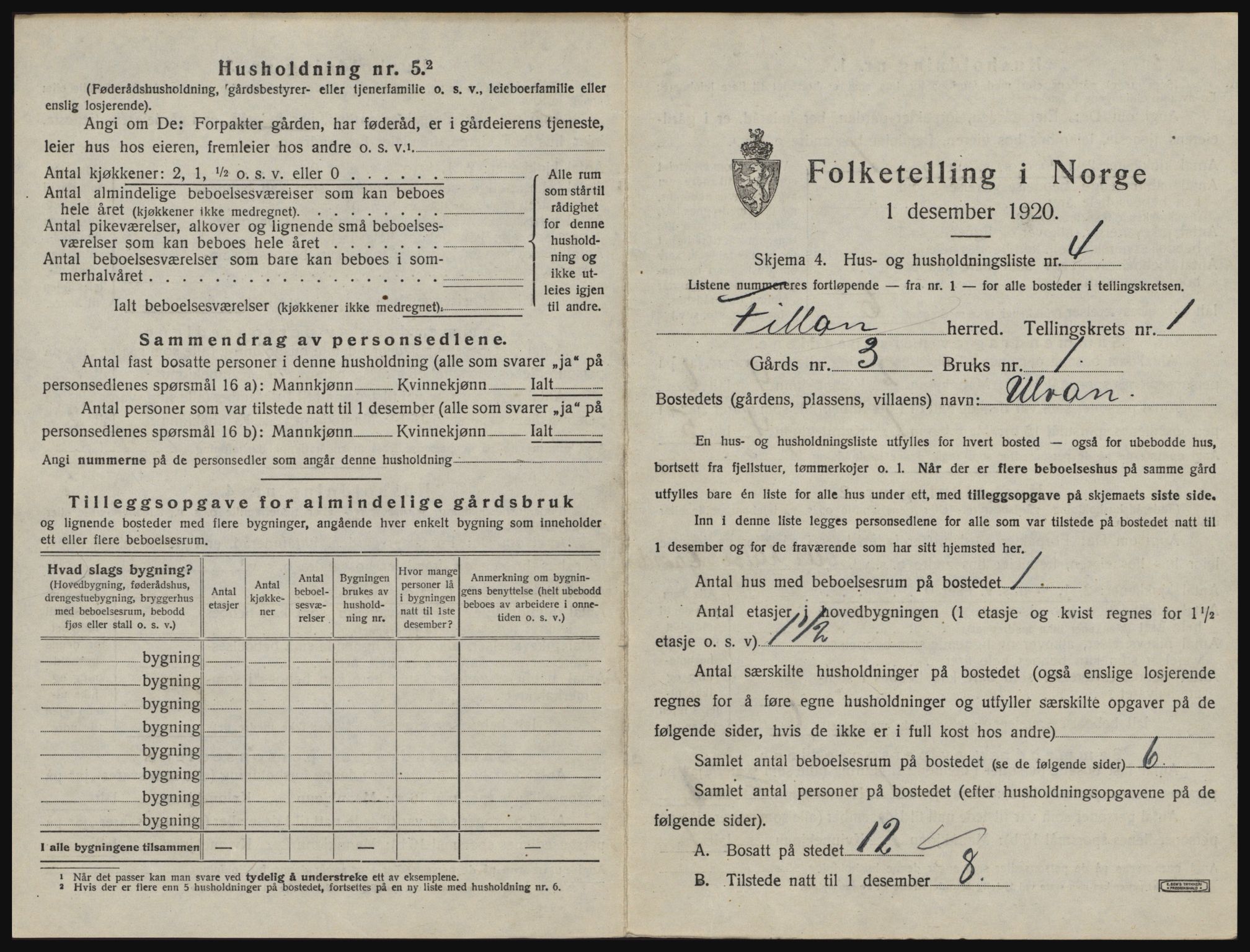 SAT, 1920 census for Fillan, 1920, p. 40