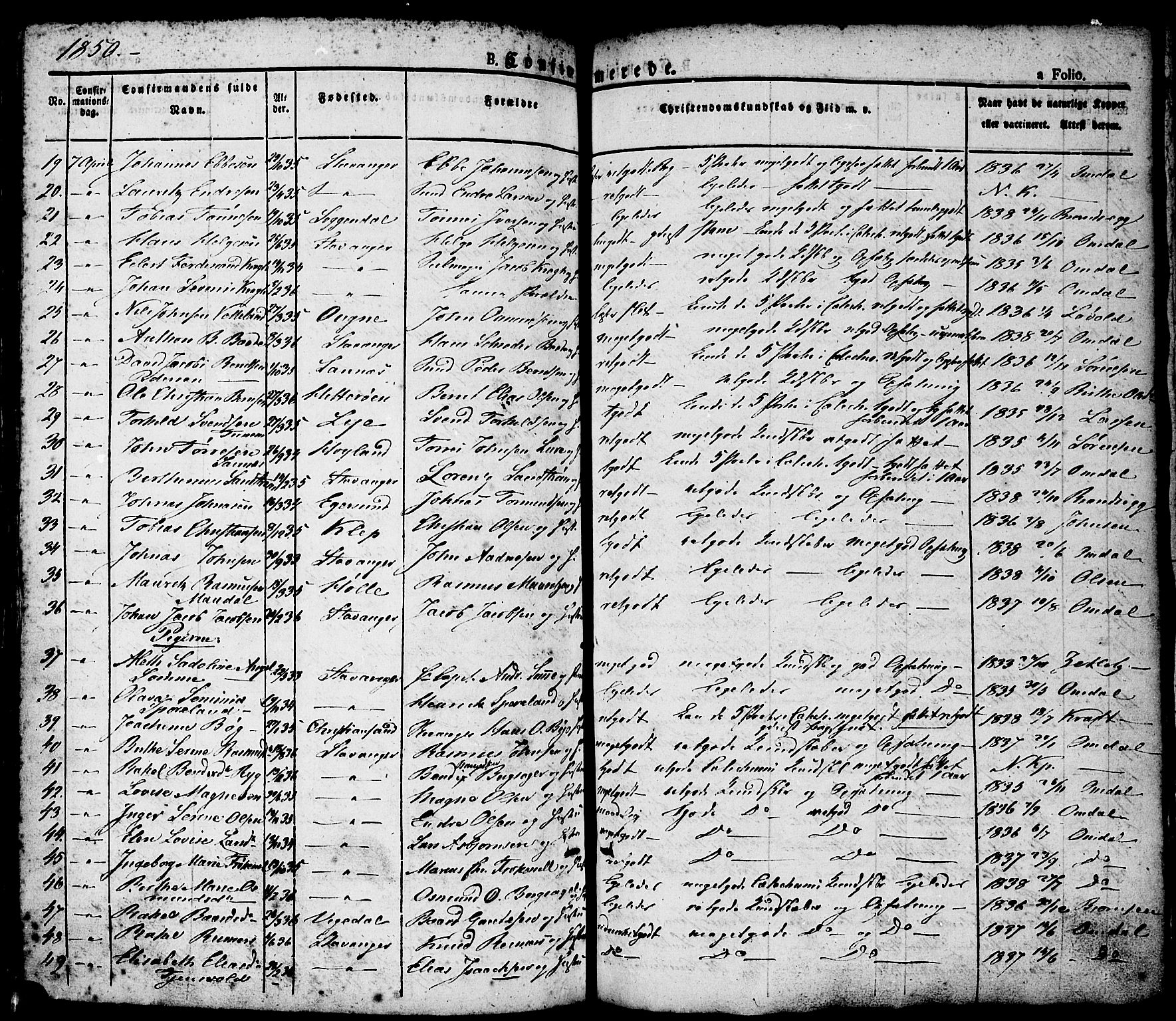 Domkirken sokneprestkontor, AV/SAST-A-101812/001/30/30BA/L0011: Parish register (official) no. A 11, 1832-1856