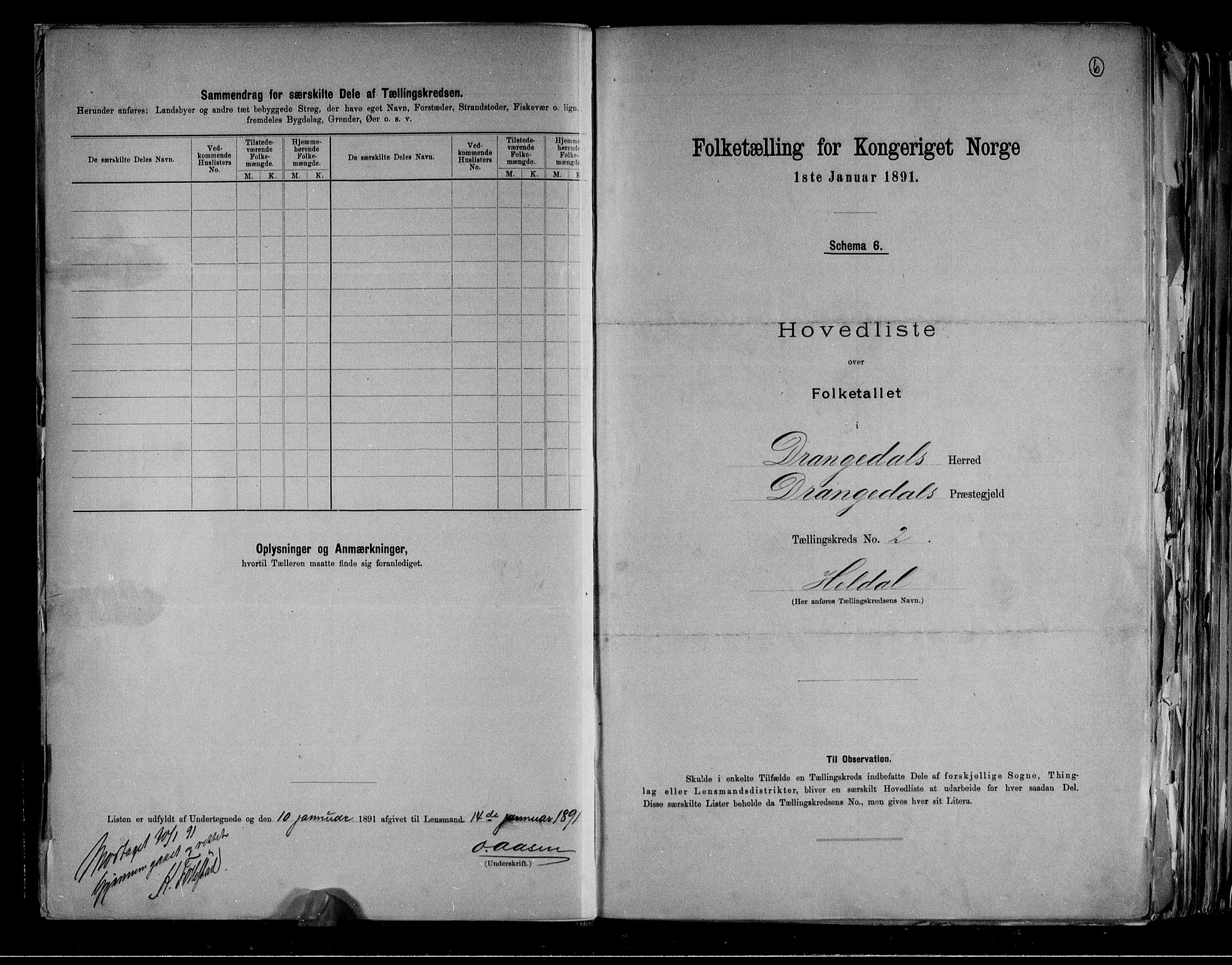 RA, 1891 census for 0817 Drangedal, 1891, p. 6