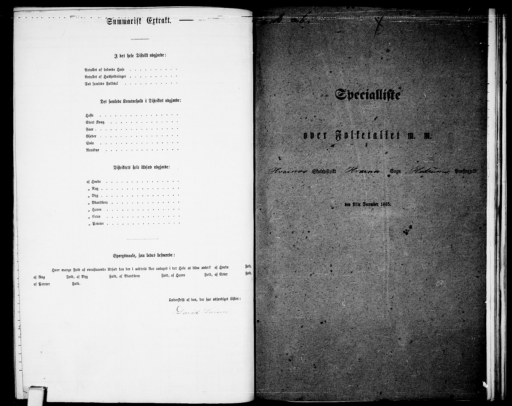 RA, 1865 census for Hedrum, 1865, p. 161