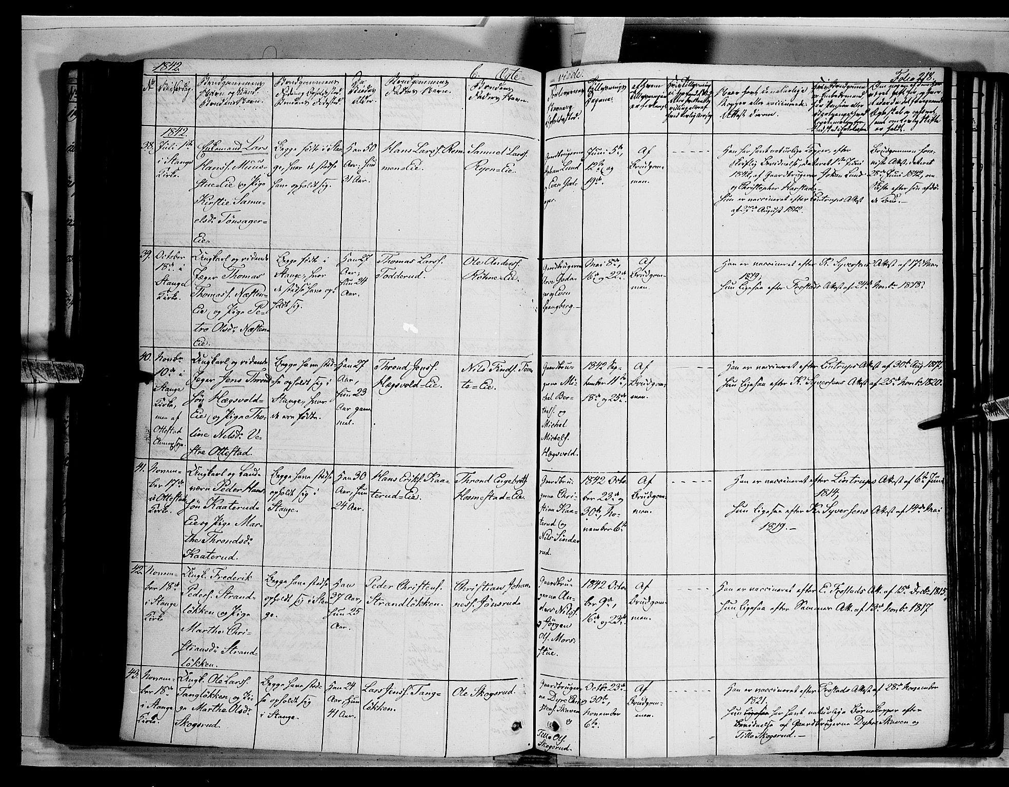 Stange prestekontor, AV/SAH-PREST-002/K/L0010: Parish register (official) no. 10, 1835-1845, p. 218