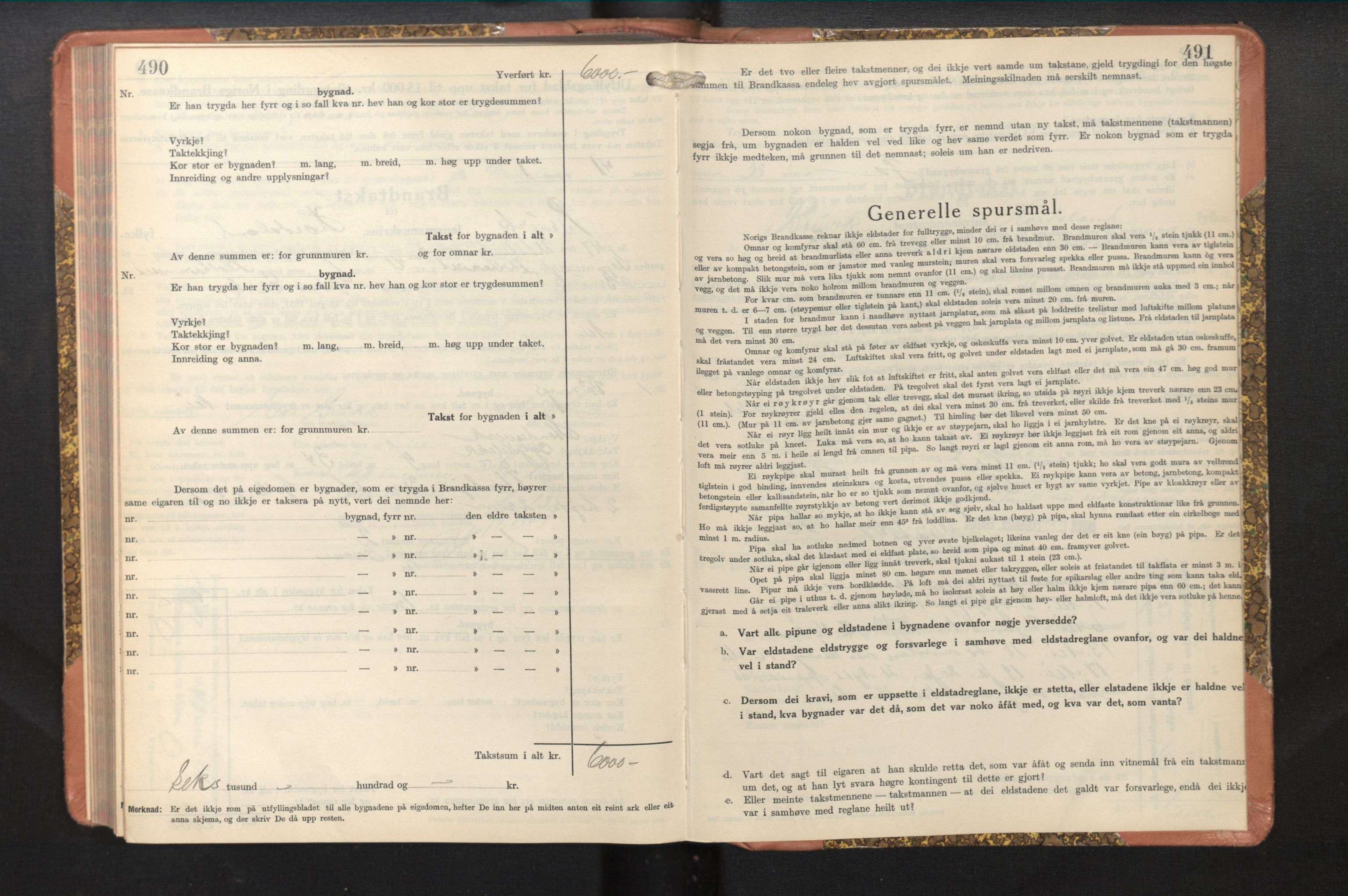 Lensmannen i Bruvik, AV/SAB-A-31301/0012/L0011: Branntakstprotokoll, skjematakst, 1936-1949, p. 490-491