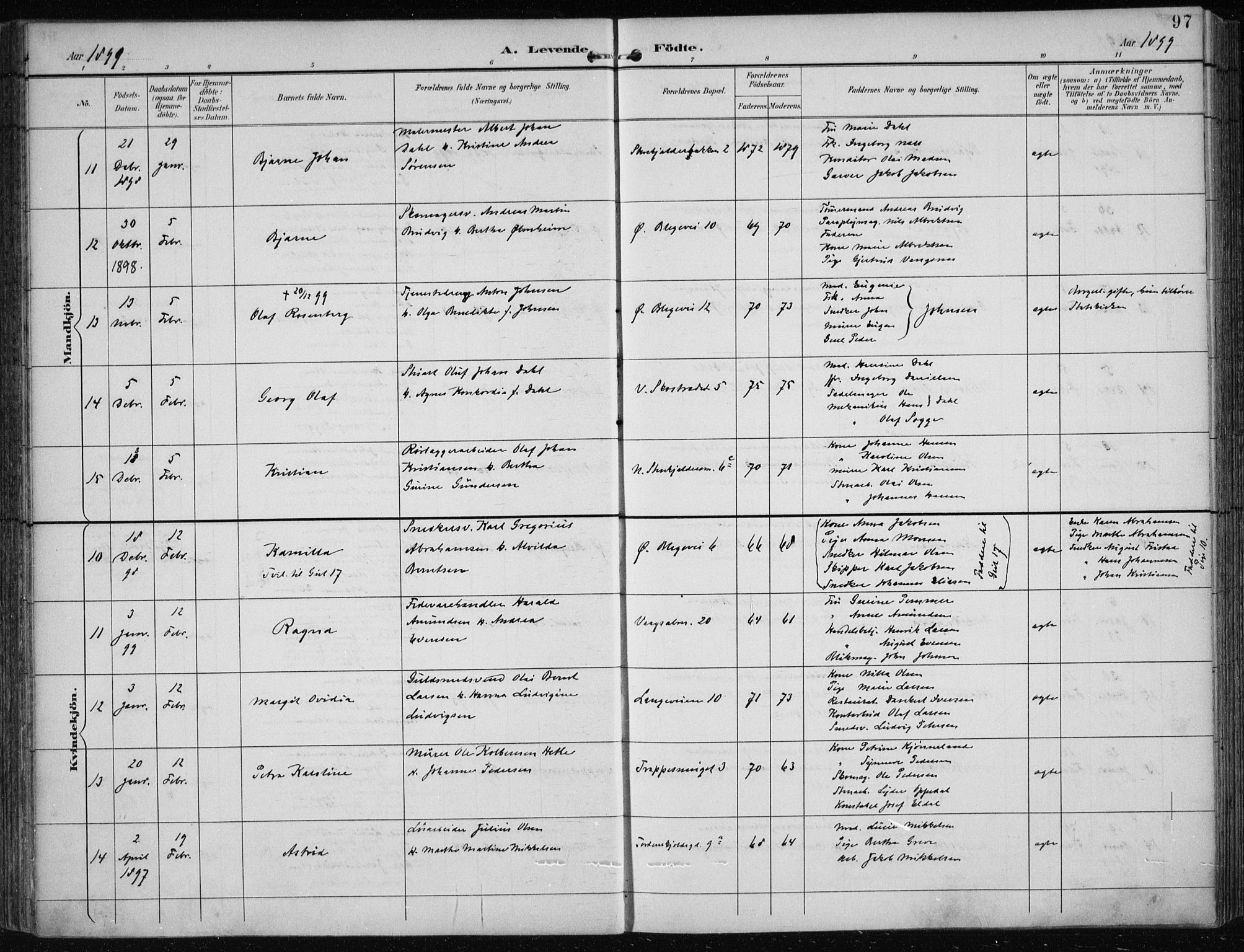 Korskirken sokneprestembete, AV/SAB-A-76101/H/Hab: Parish register (copy) no. B 10, 1896-1905, p. 97