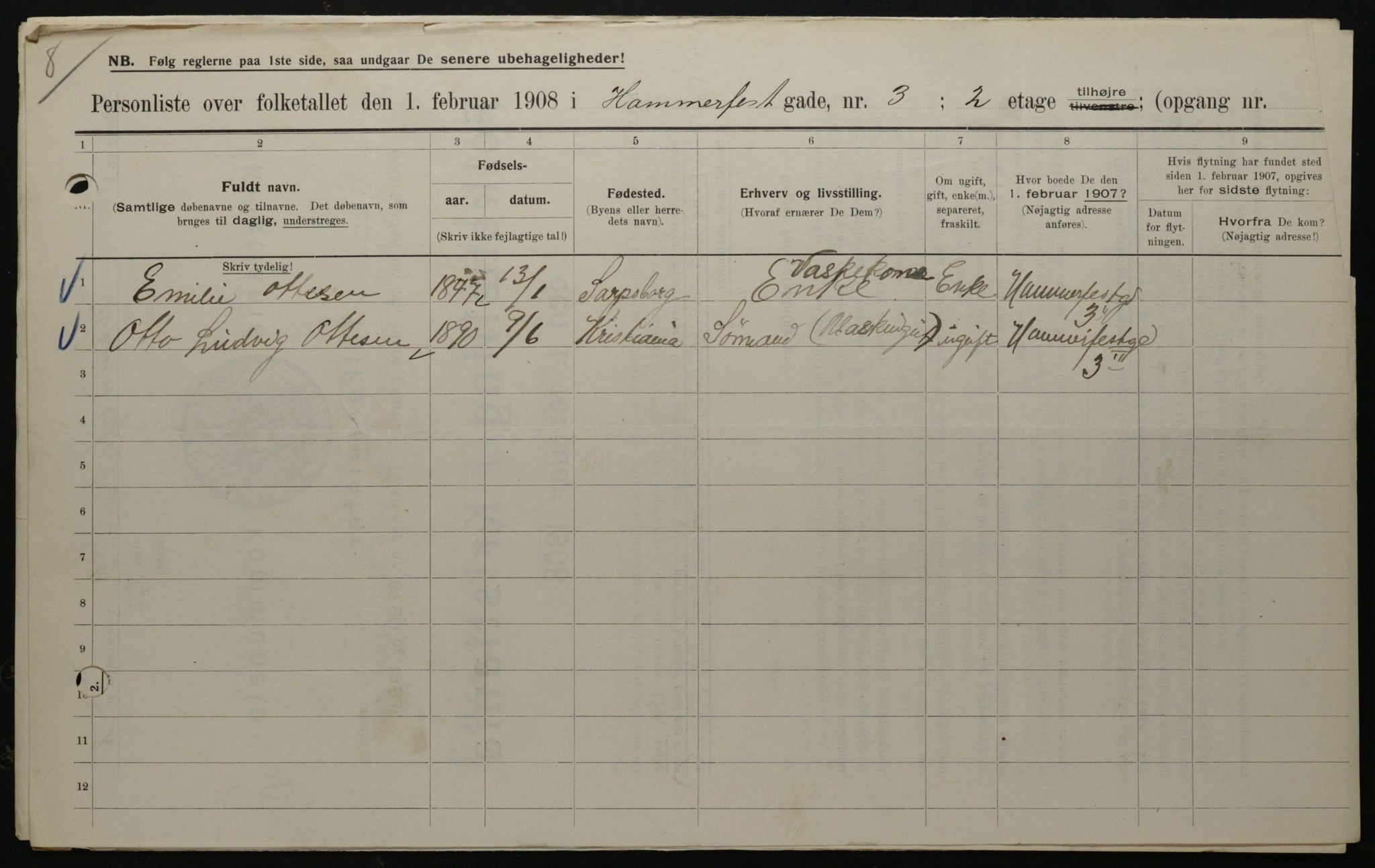 OBA, Municipal Census 1908 for Kristiania, 1908, p. 30871