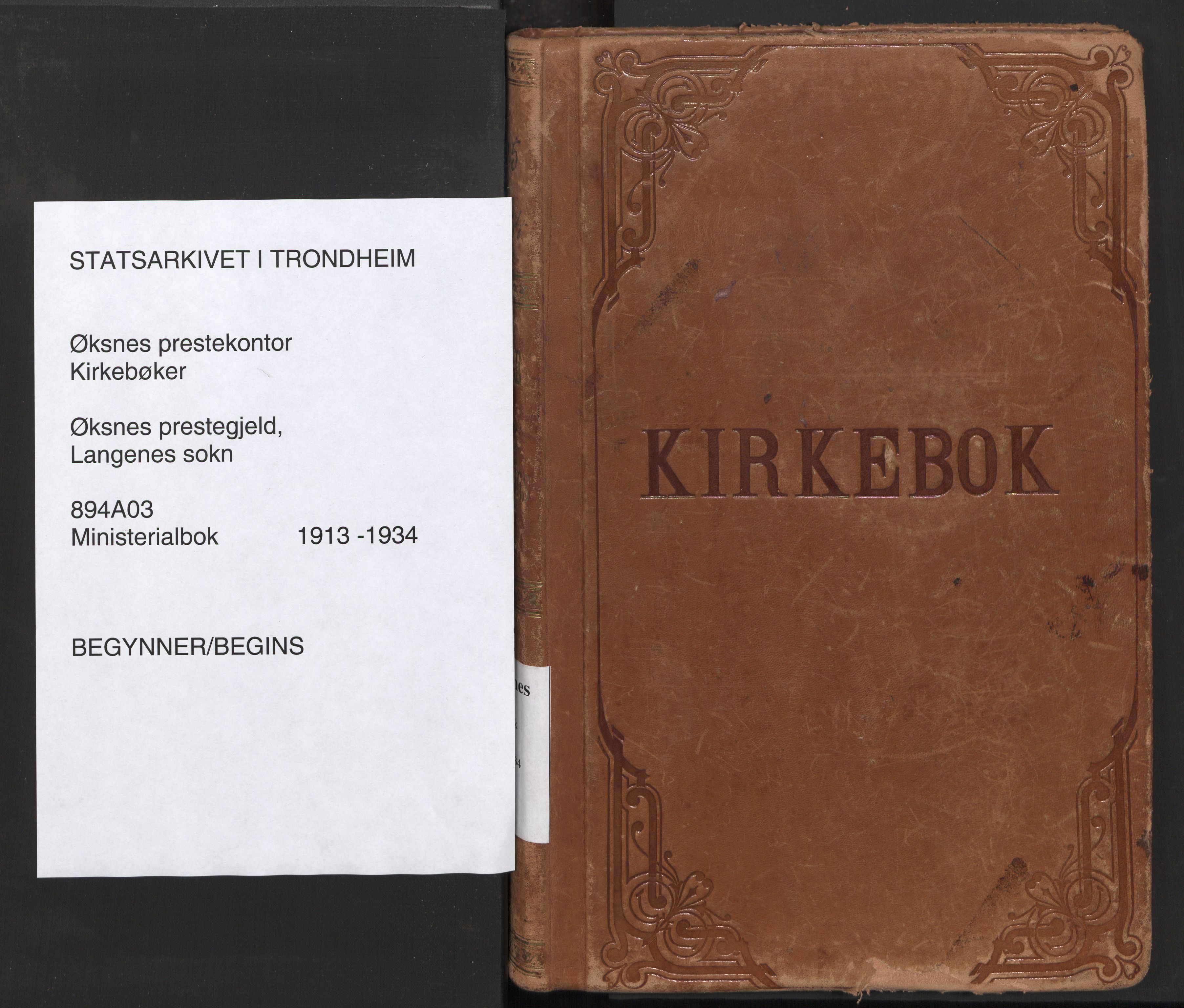 Ministerialprotokoller, klokkerbøker og fødselsregistre - Nordland, SAT/A-1459/894/L1357: Parish register (official) no. 894A03, 1913-1934