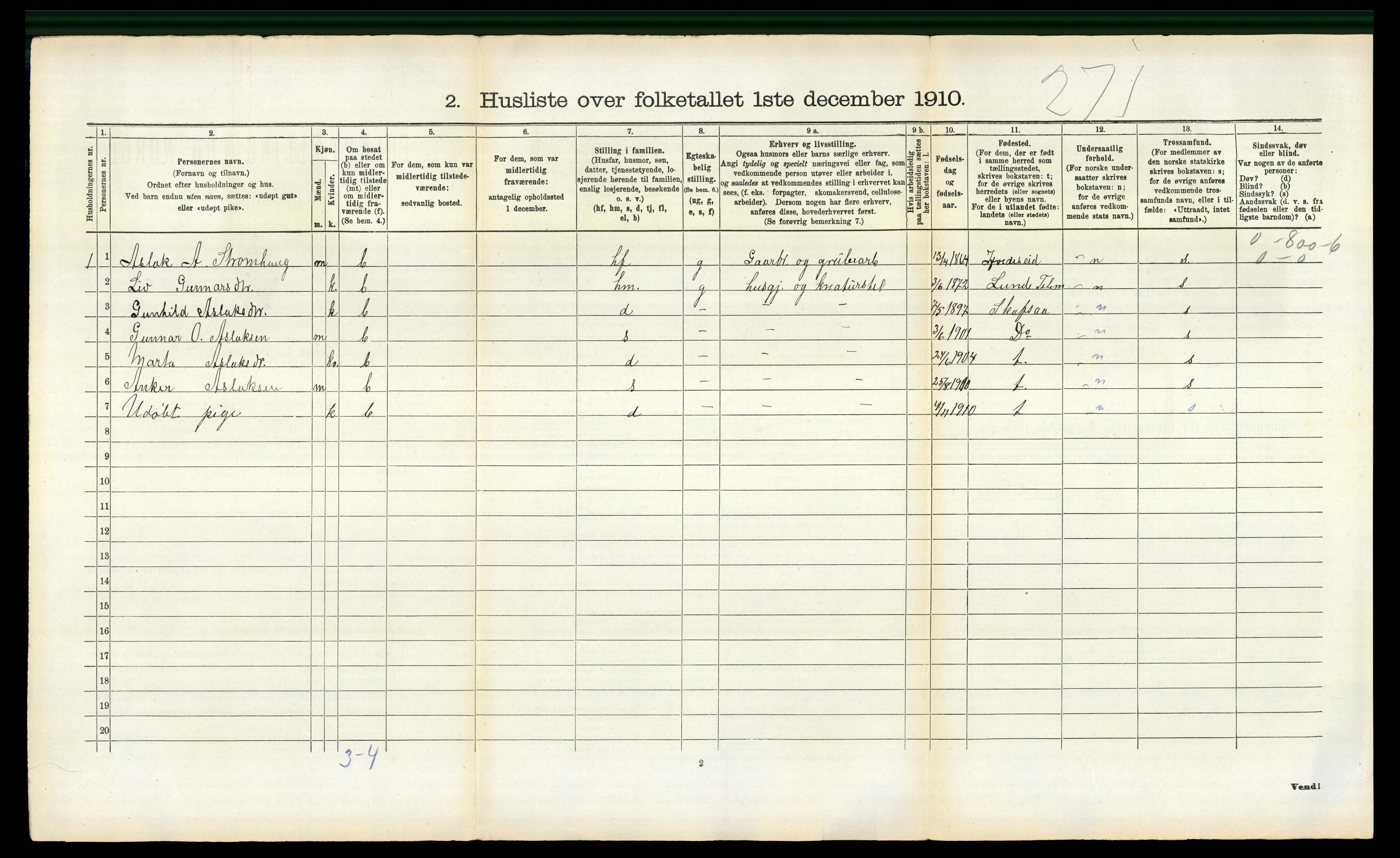 RA, 1910 census for Holla, 1910, p. 170