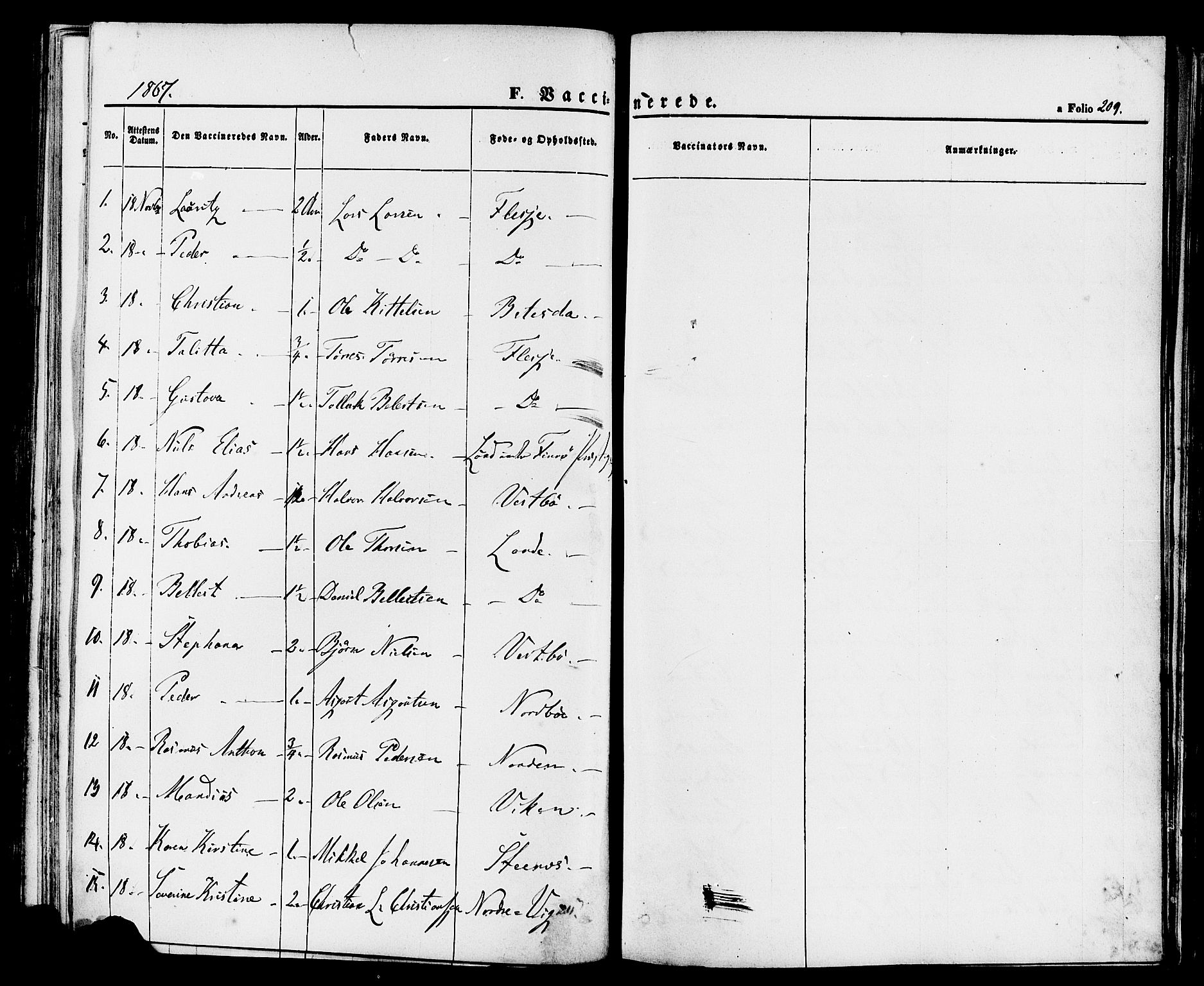 Finnøy sokneprestkontor, SAST/A-101825/H/Ha/Haa/L0008: Parish register (official) no. A 8, 1863-1878, p. 209