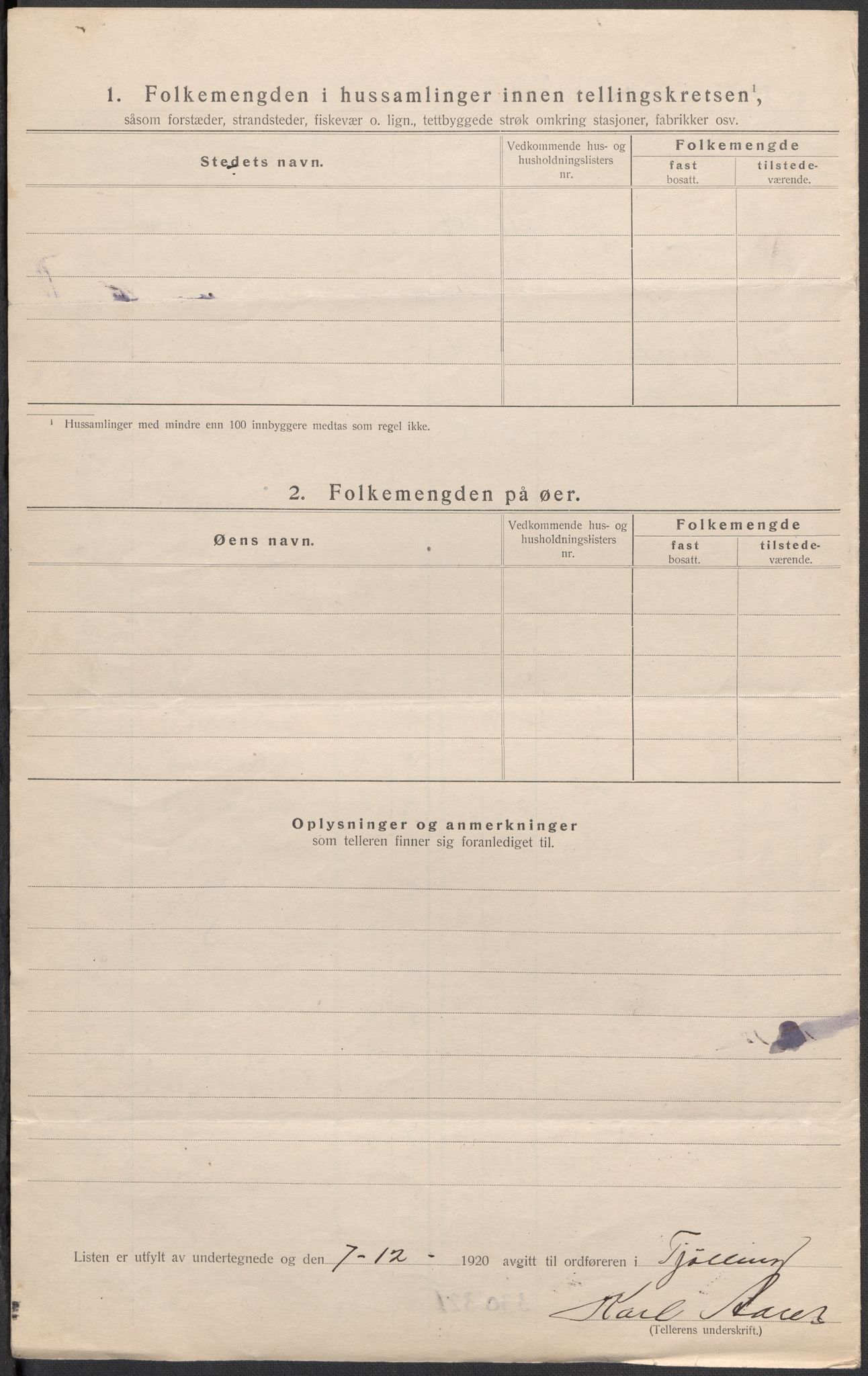 SAKO, 1920 census for Tjølling, 1920, p. 26