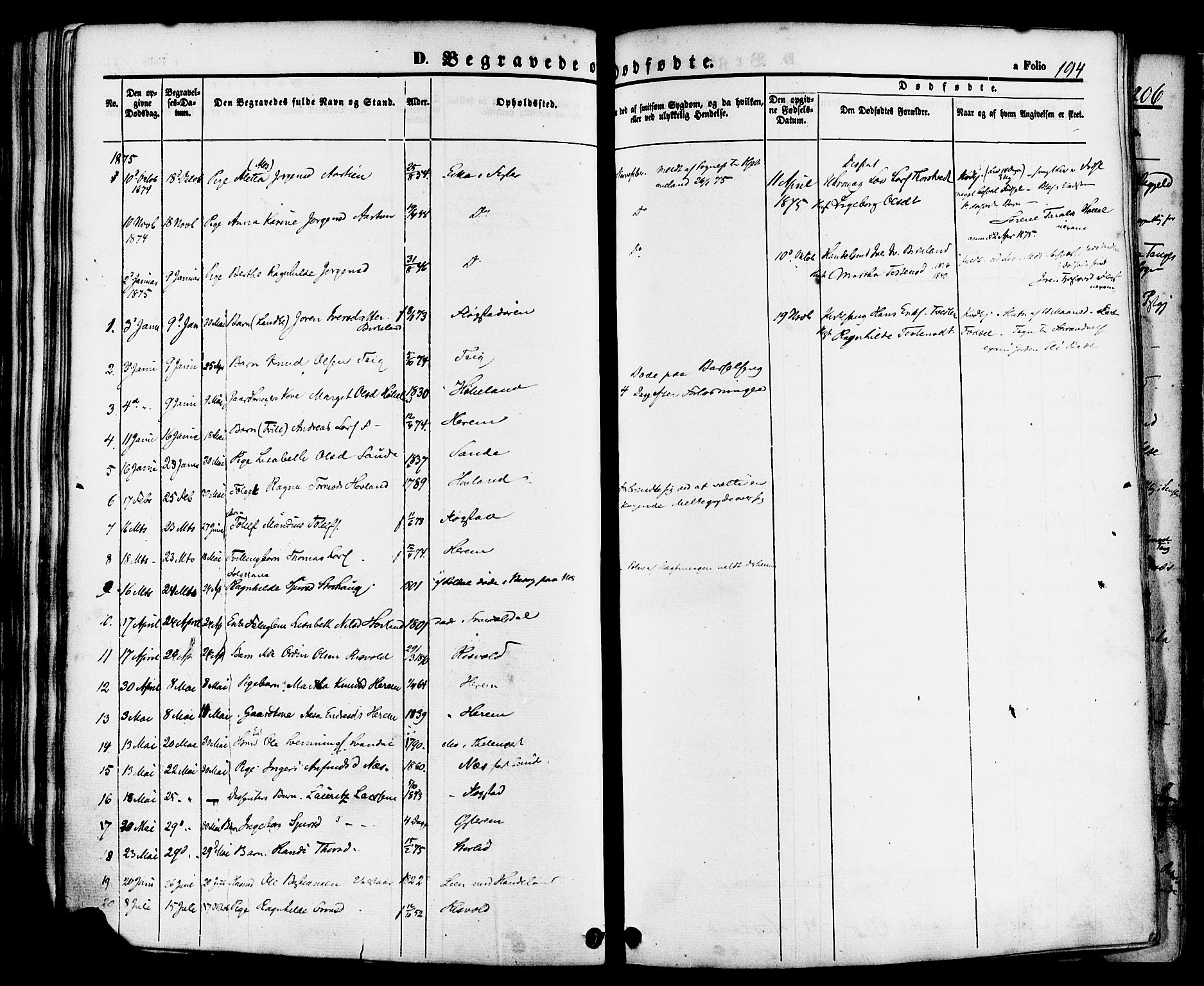 Sand sokneprestkontor, AV/SAST-A-101848/01/III/L0004: Parish register (official) no. A 4, 1859-1880, p. 194