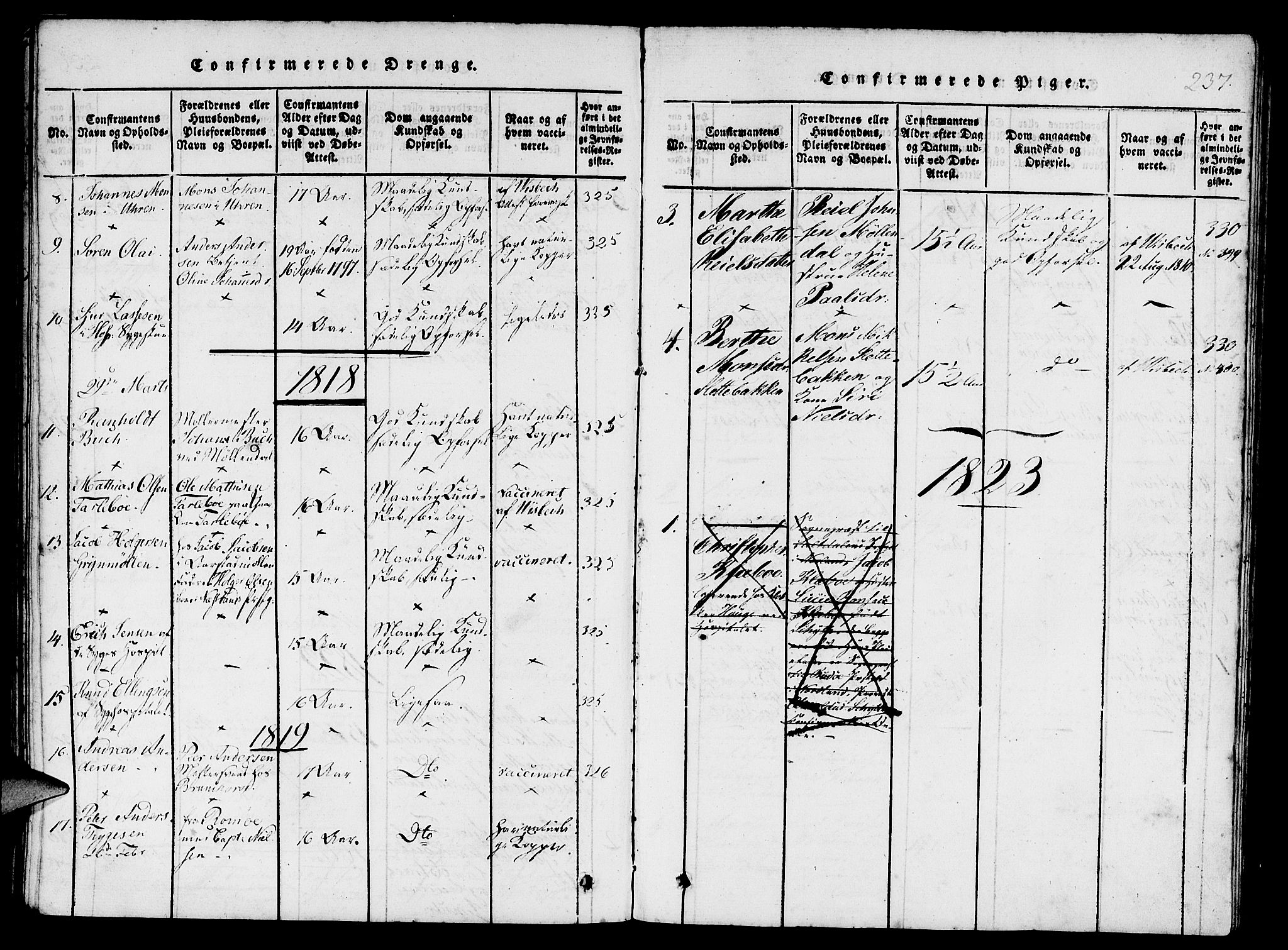 St. Jørgens hospital og Årstad sokneprestembete, SAB/A-99934: Parish register (copy) no. A 1, 1816-1843, p. 237