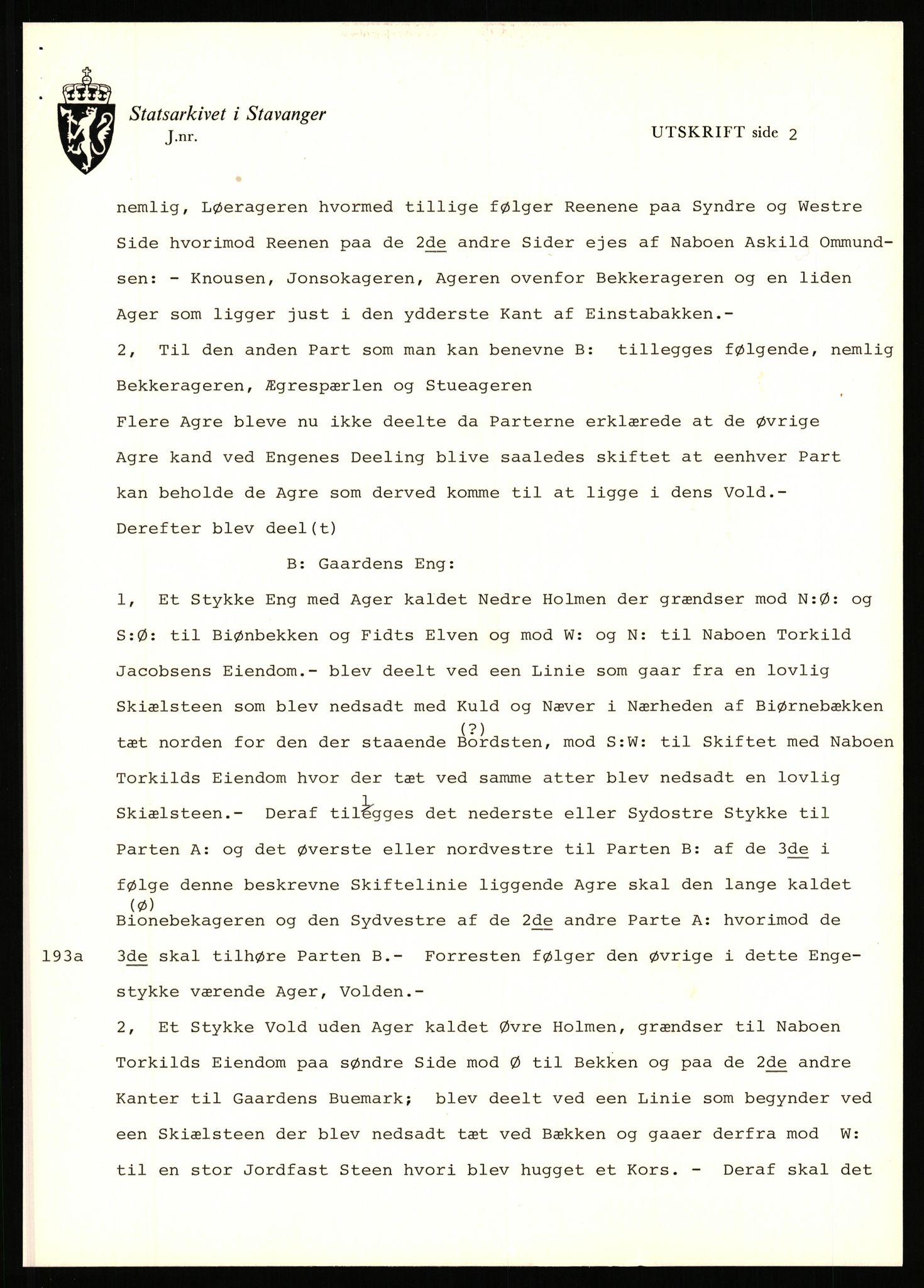 Statsarkivet i Stavanger, SAST/A-101971/03/Y/Yj/L0103: Avskrifter fra Vest-Agder sortert etter gårdsnavn: Bjunes - Kulien, 1750-1930, p. 285