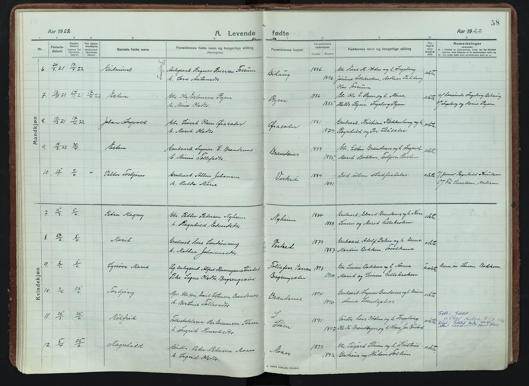 Alvdal prestekontor, AV/SAH-PREST-060/H/Ha/Haa/L0005: Parish register (official) no. 5, 1913-1930, p. 58