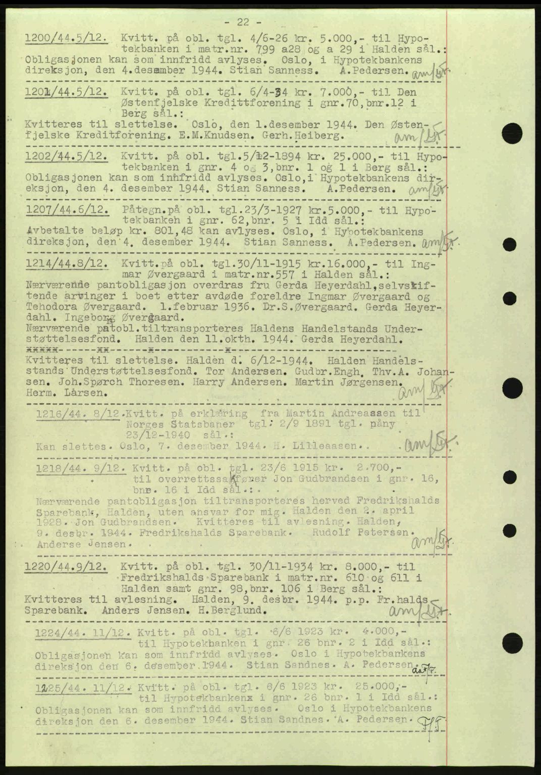 Idd og Marker sorenskriveri, AV/SAO-A-10283/G/Gb/Gbc/L0002: Mortgage book no. B4-9a, 1939-1945, Diary no: : 1200/1944