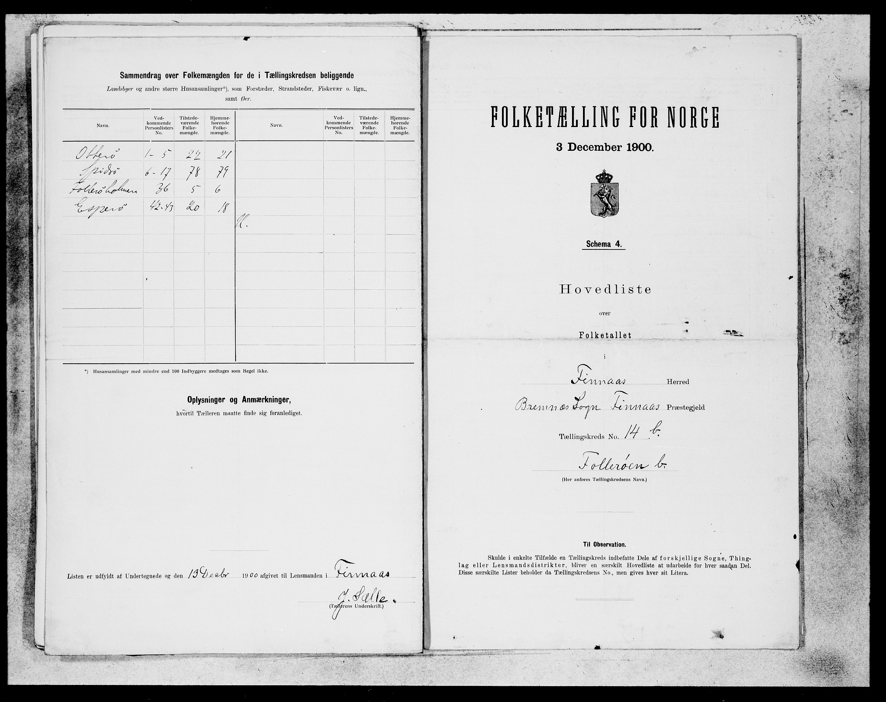 SAB, 1900 census for Finnås, 1900, p. 34