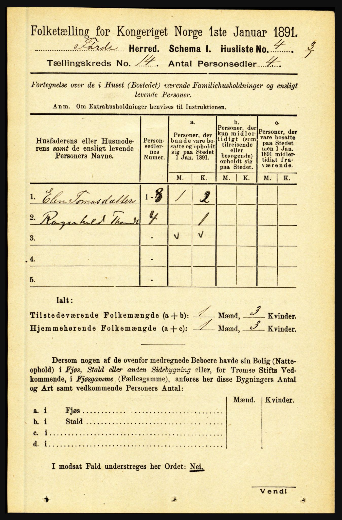 RA, 1891 census for 1432 Førde, 1891, p. 5063