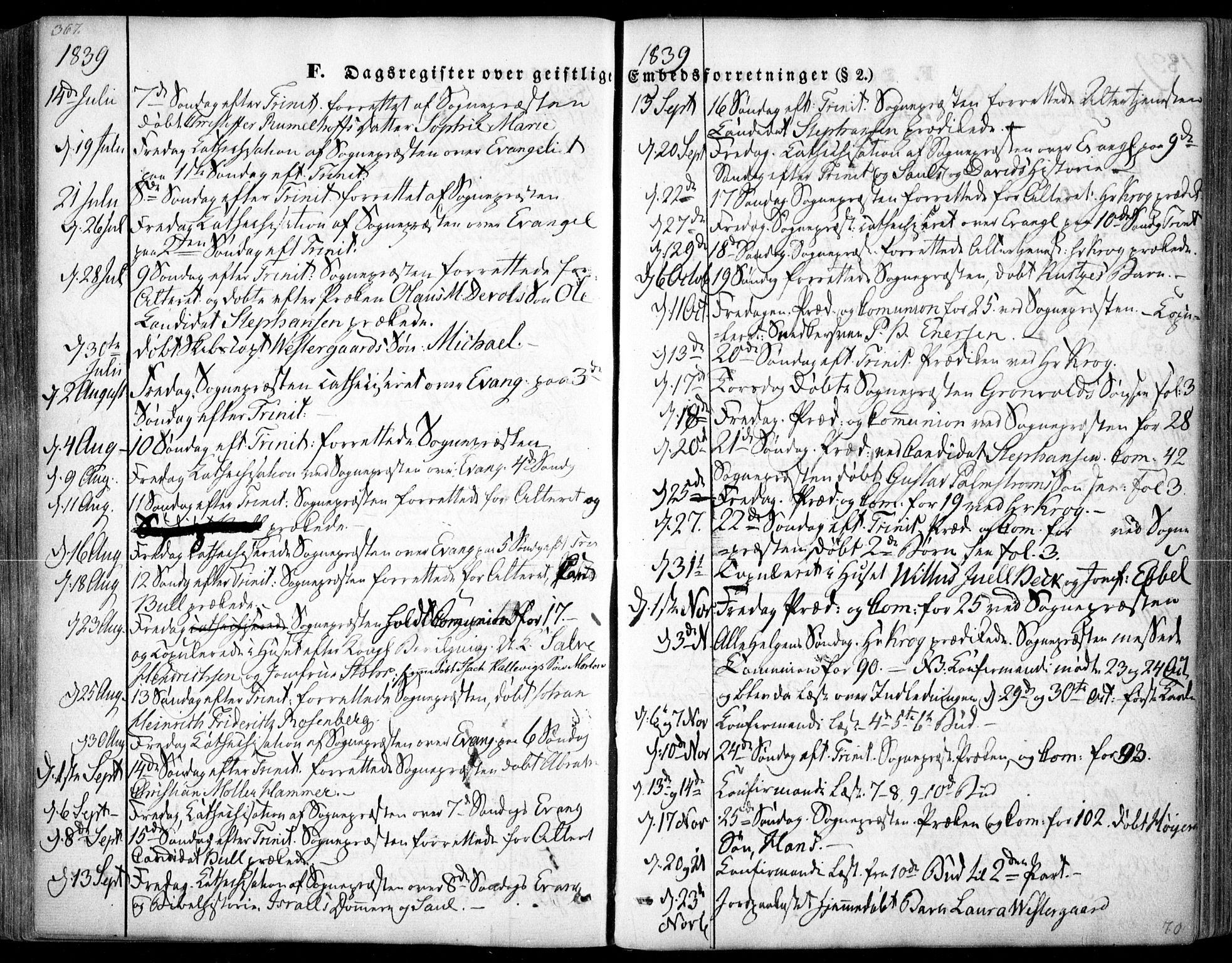Arendal sokneprestkontor, Trefoldighet, SAK/1111-0040/F/Fa/L0005: Parish register (official) no. A 5, 1838-1854, p. 367