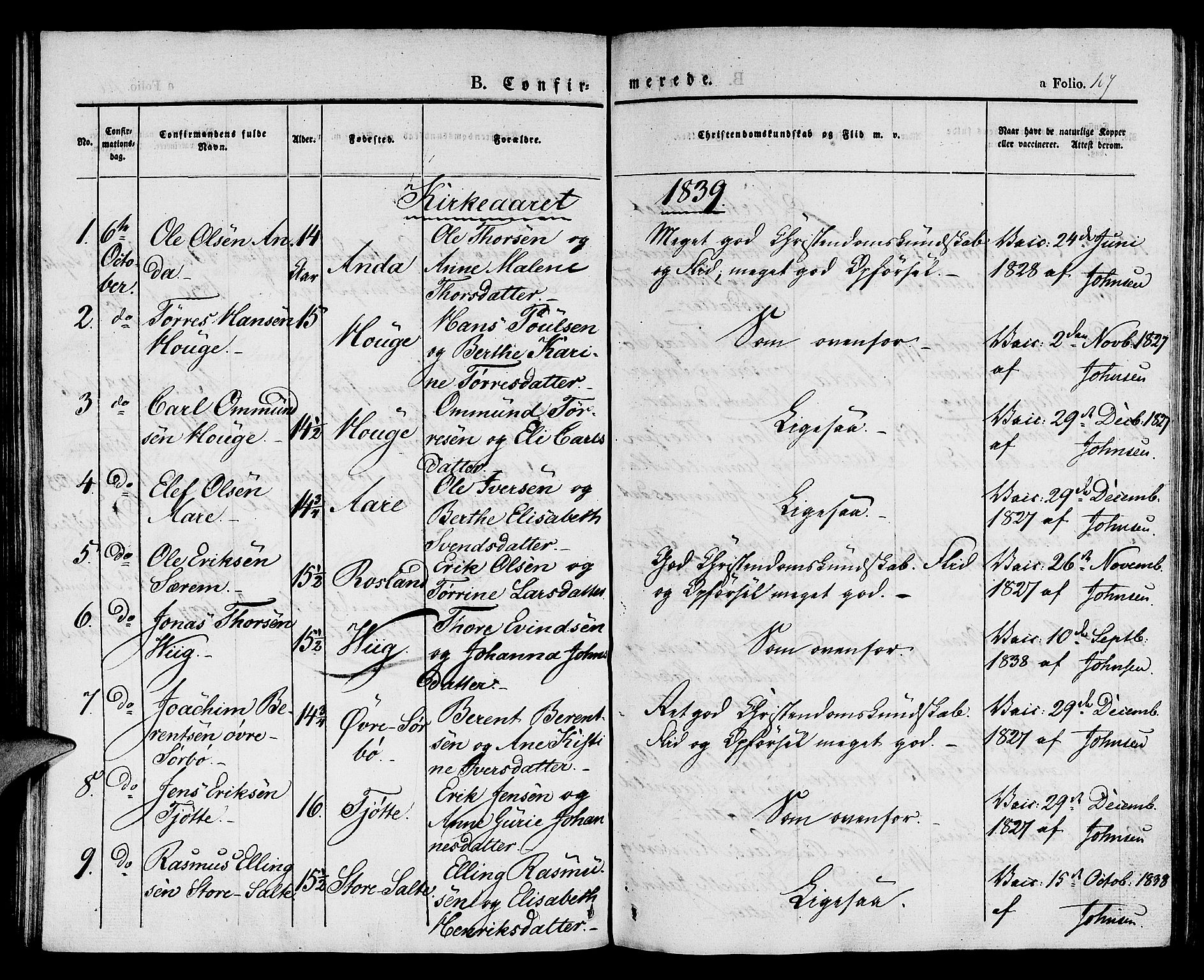 Klepp sokneprestkontor, SAST/A-101803/001/3/30BA/L0003: Parish register (official) no. A 3, 1833-1842, p. 107
