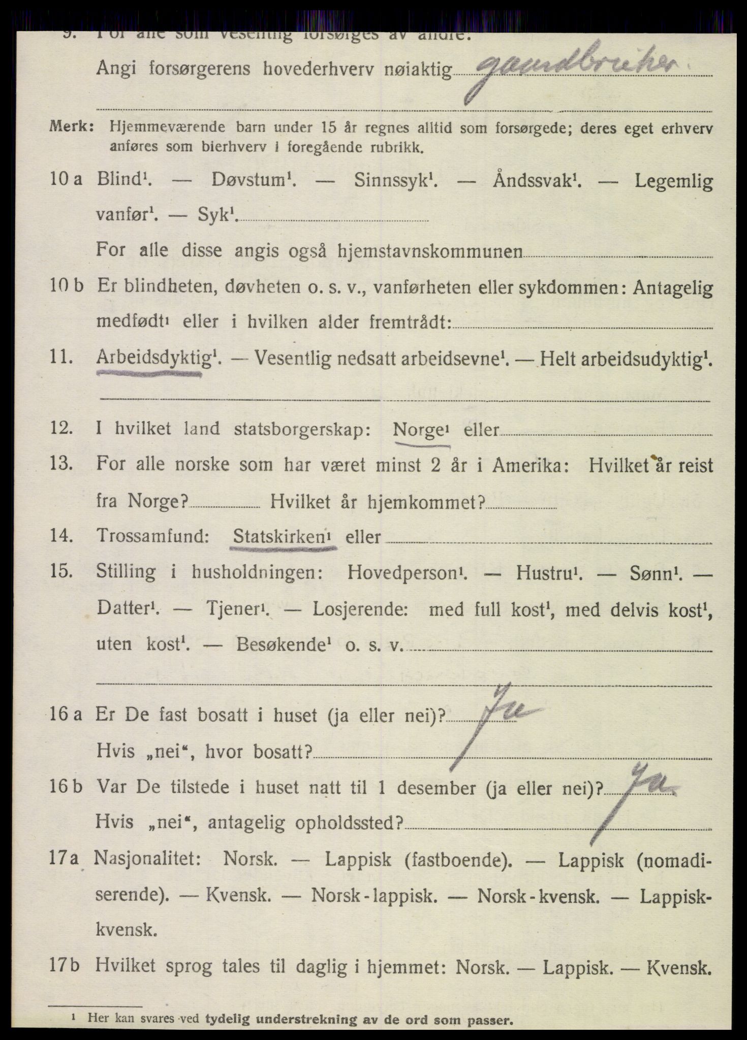 SAT, 1920 census for Dønnes, 1920, p. 2883