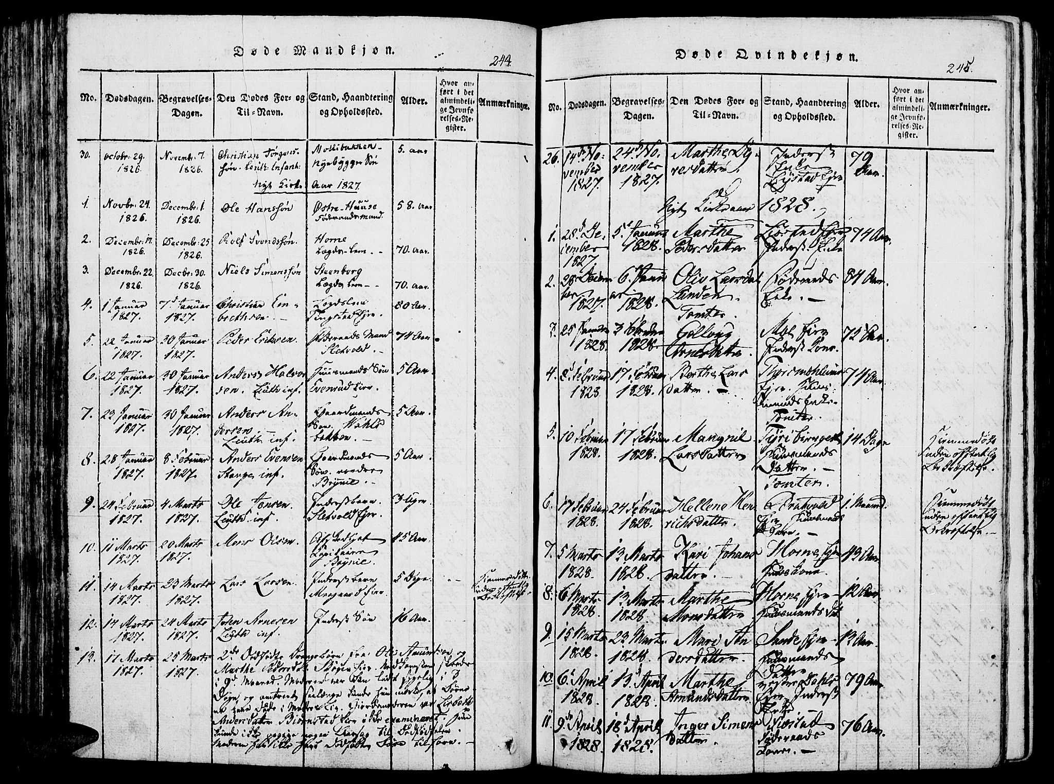 Romedal prestekontor, SAH/PREST-004/K/L0002: Parish register (official) no. 2, 1814-1828, p. 244-245